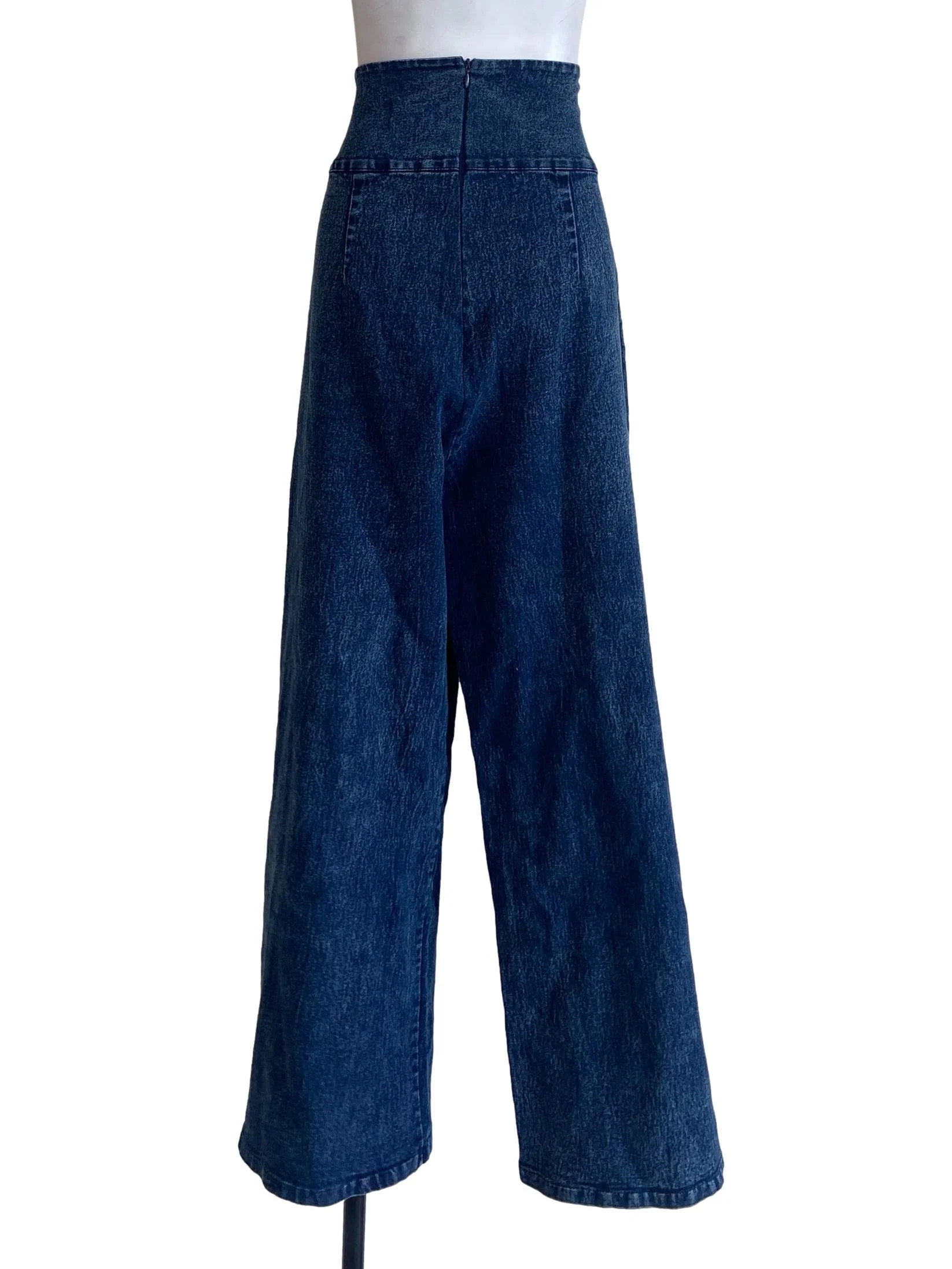 Denim Blue High Waist Herringbone Jeans - Image 2