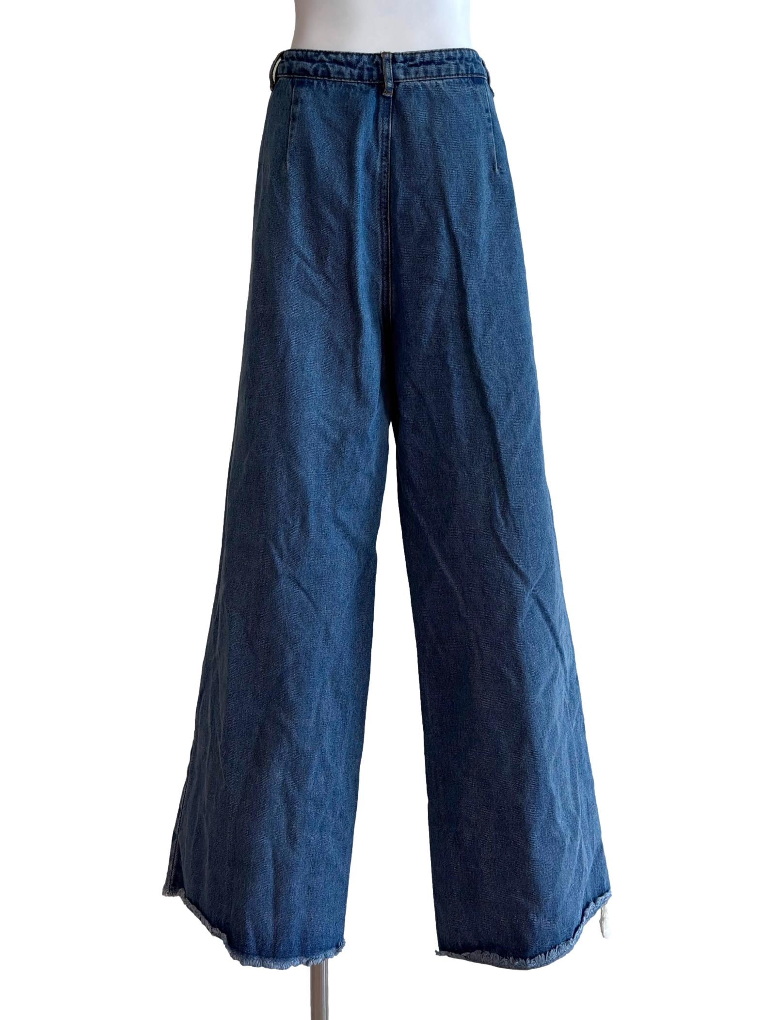 Denim Blue Raw Hem Jeans - Image 2