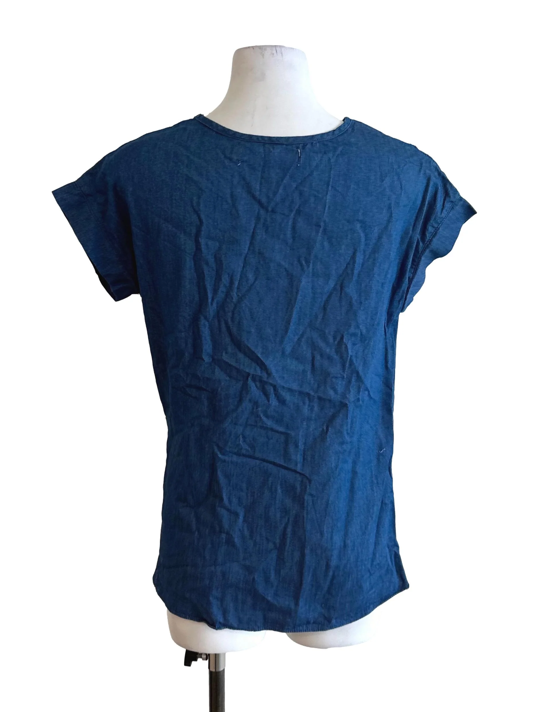 Denim Blue Side Knot Round Neck Top - Image 2