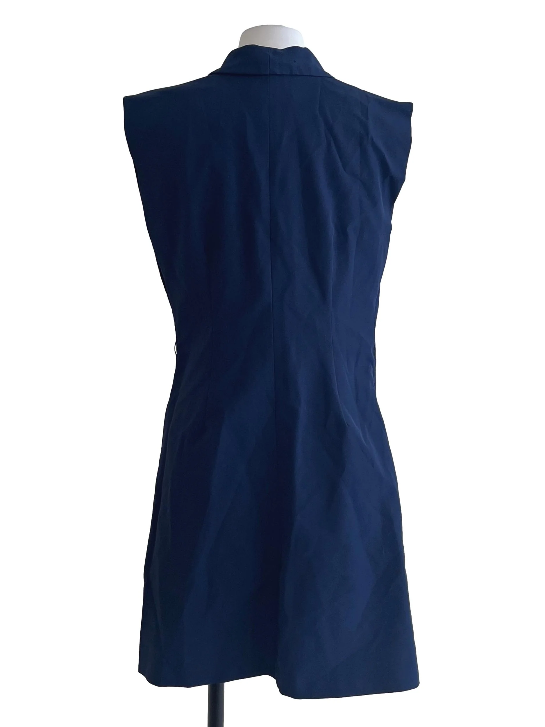 Denim Blue V-Neck Sleeveless Oversized Vest - Image 2
