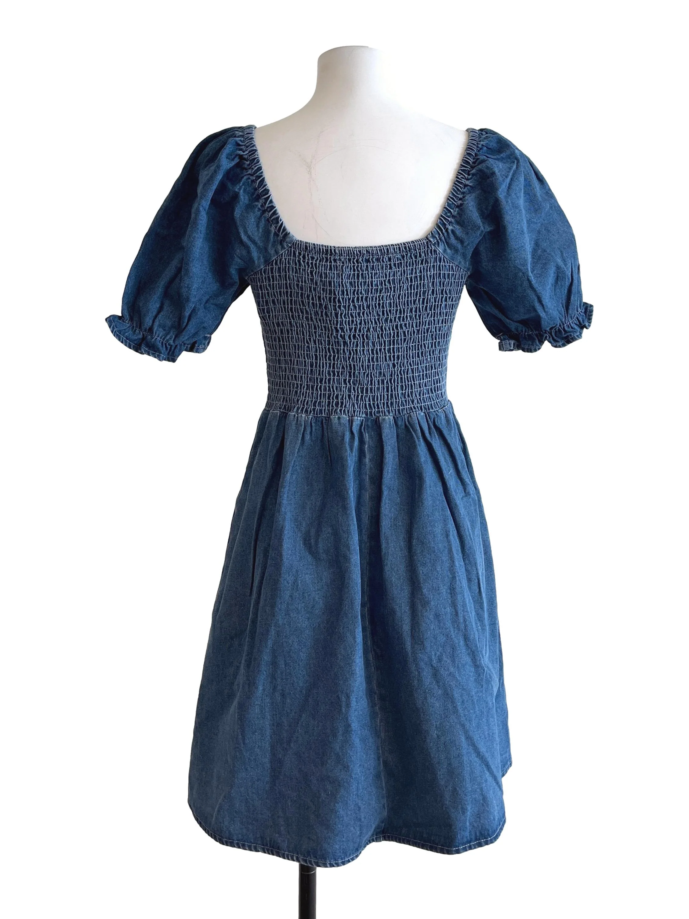 Denim Blue Wash Square Mini Dress - Image 2