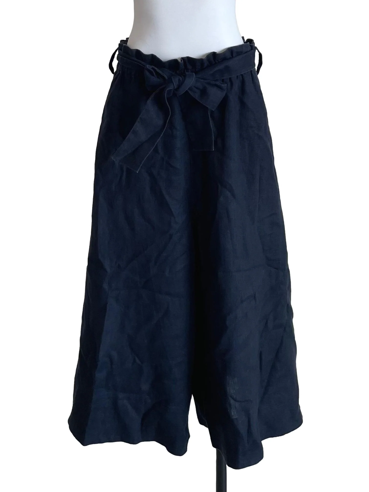 Denim Ruffled Waist Culottes