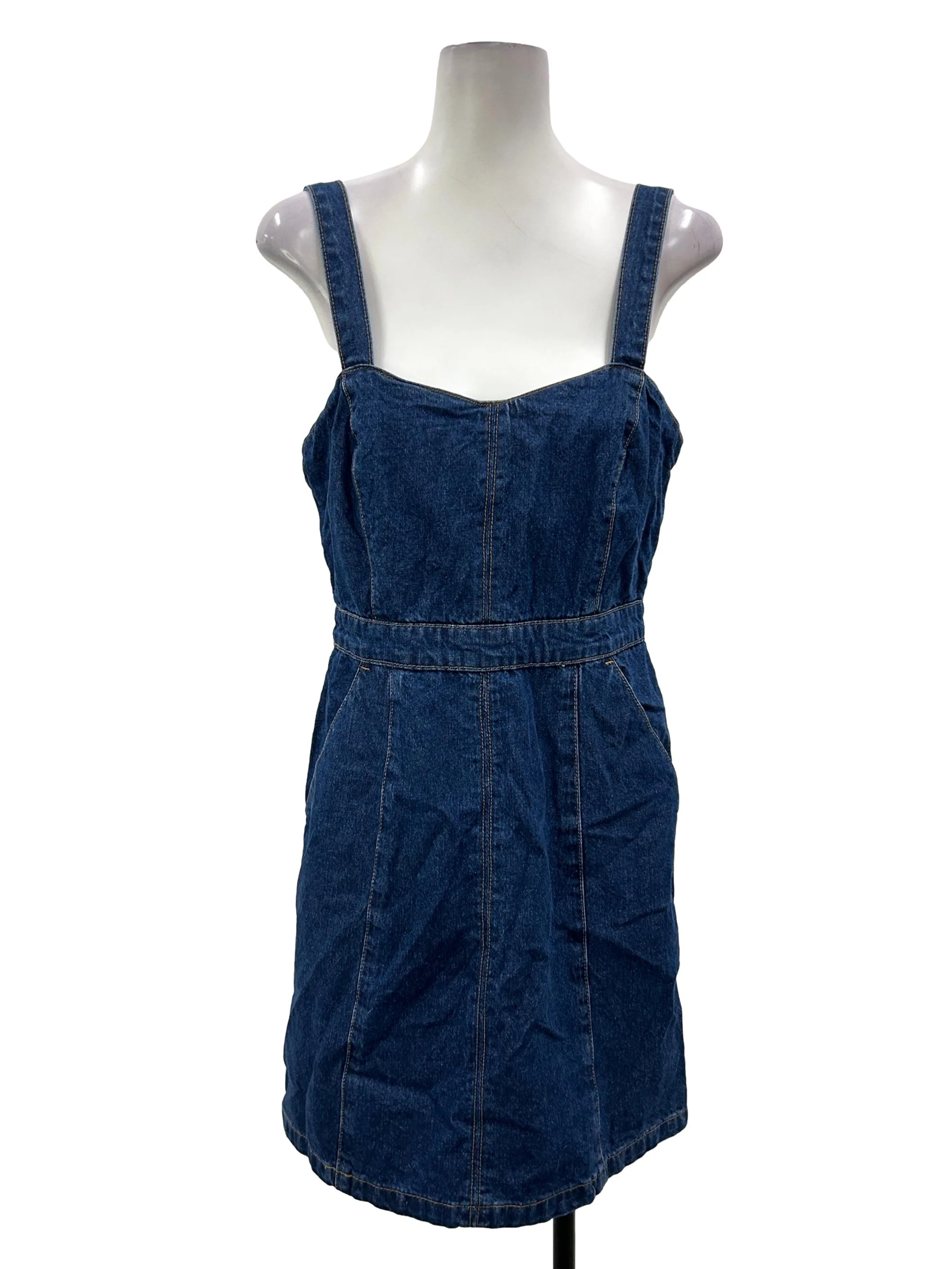 Denim Sweetheart Neck Mini Dress