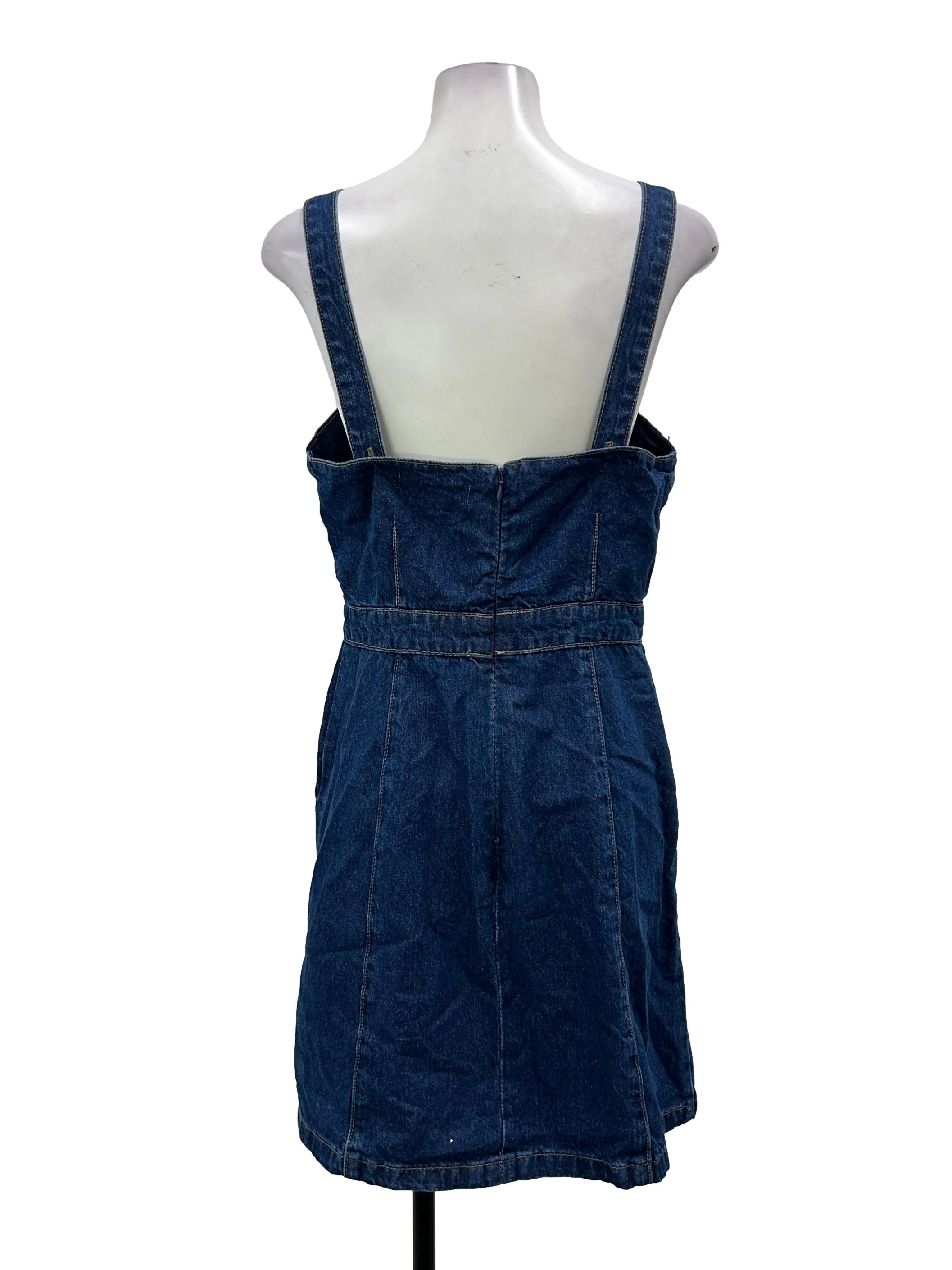 Denim Sweetheart Neck Mini Dress - Image 2