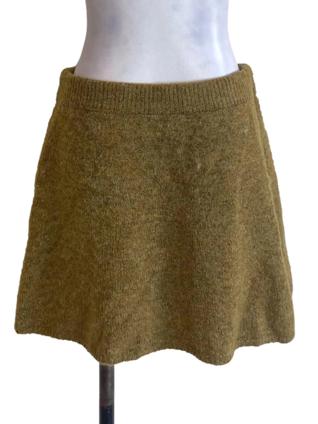 Dijon Brown Knitted Comfy Mini A-Line Skirt - Image 2