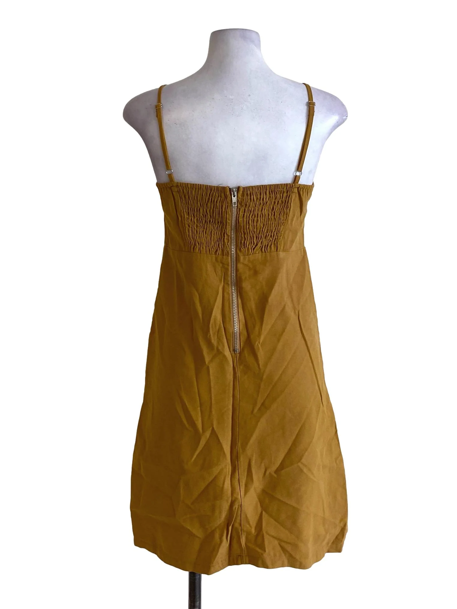 Dijon Yellow Square Neck Buttoned Sides Casual Dress TEM - Image 2