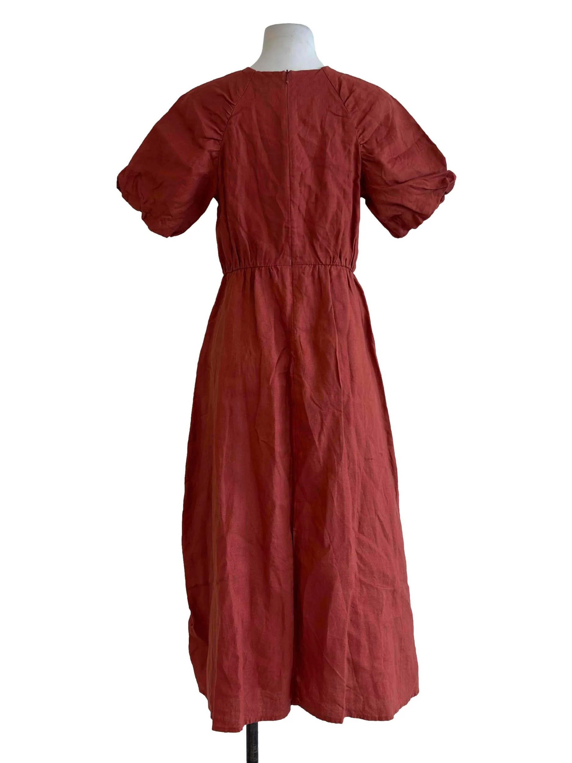 Dragon Orange Linen Midi Dress OSN - Image 2