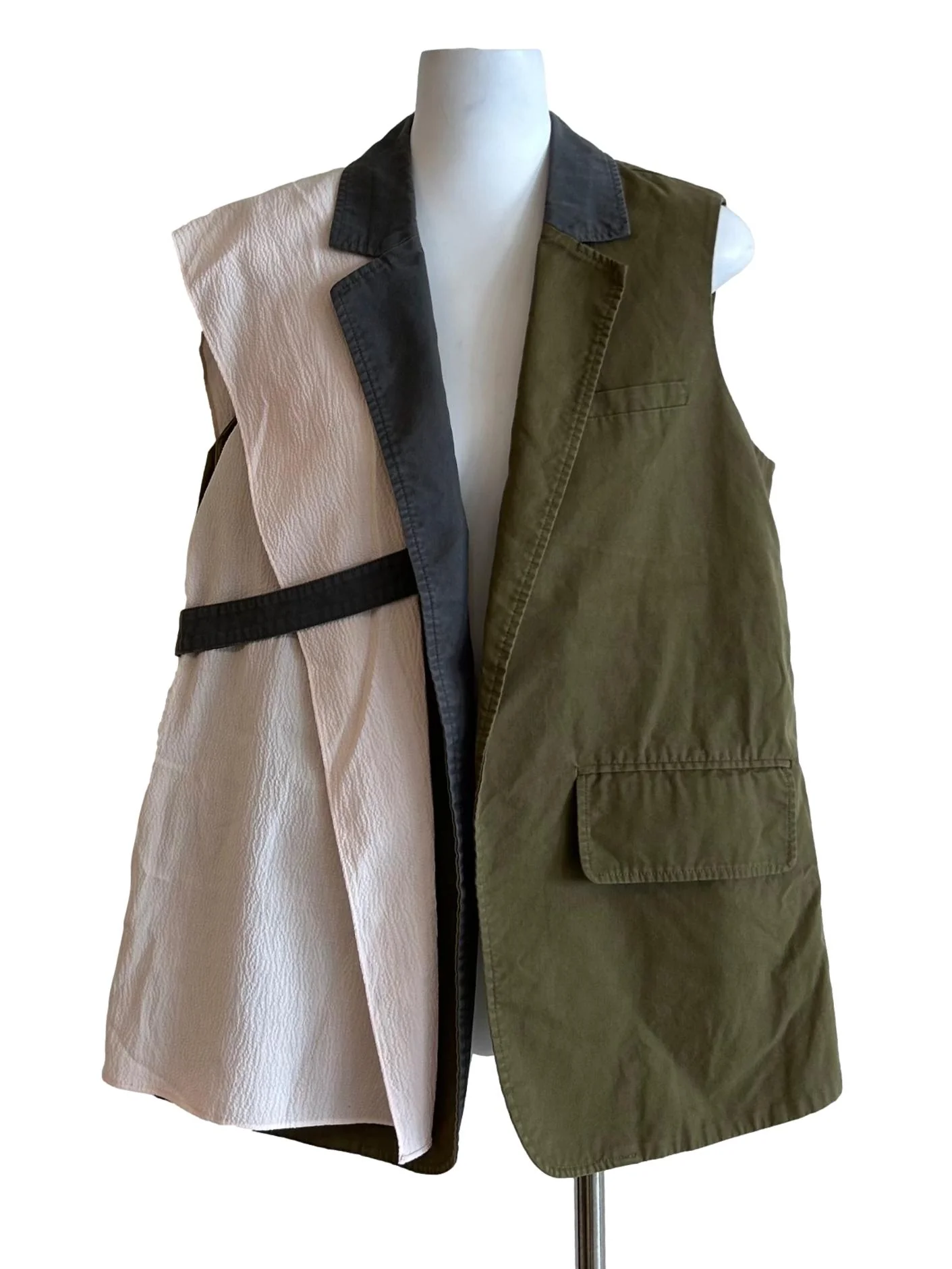 Drape Combo Gilet In Olive & Grey CSN