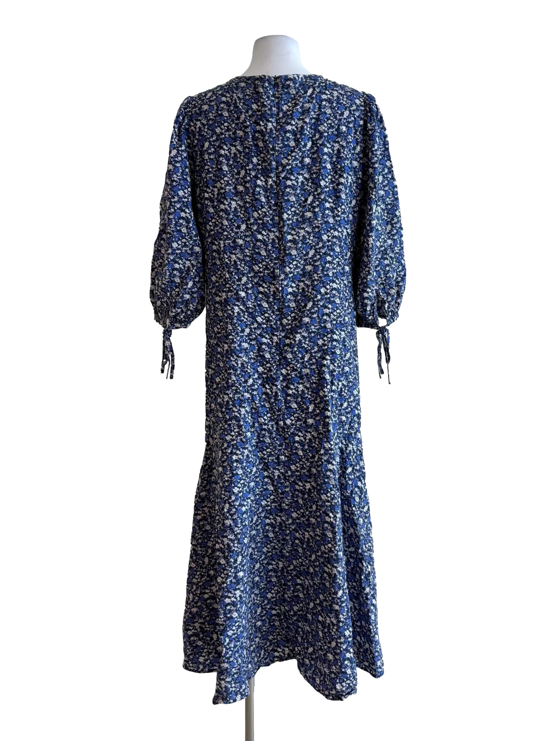 Dusty Blue Floral Cotton Dress - Image 2