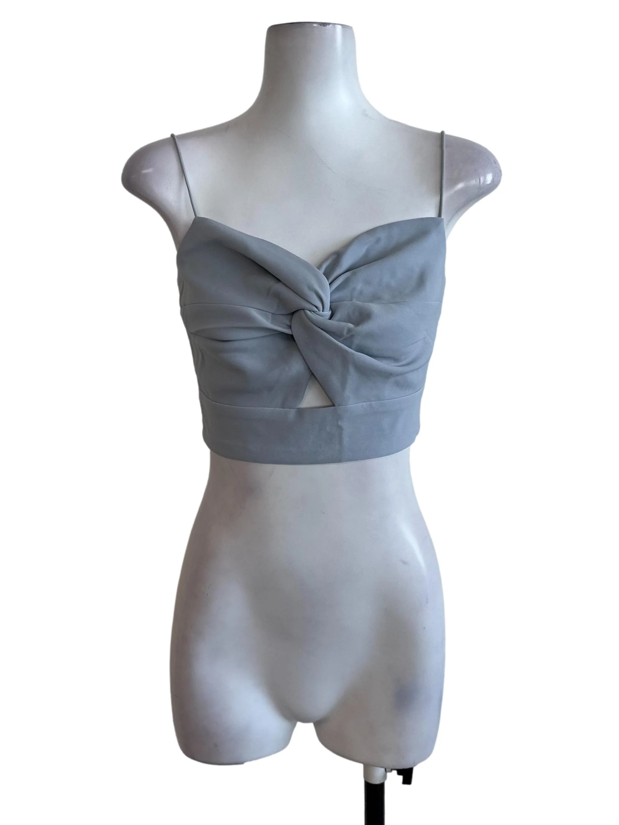 Dusty Blue Front Knot Spaghetti Strap Top