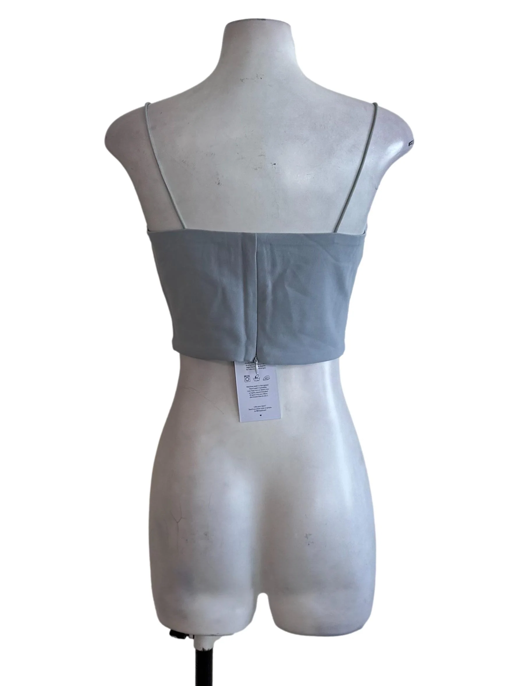 Dusty Blue Front Knot Spaghetti Strap Top - Image 2