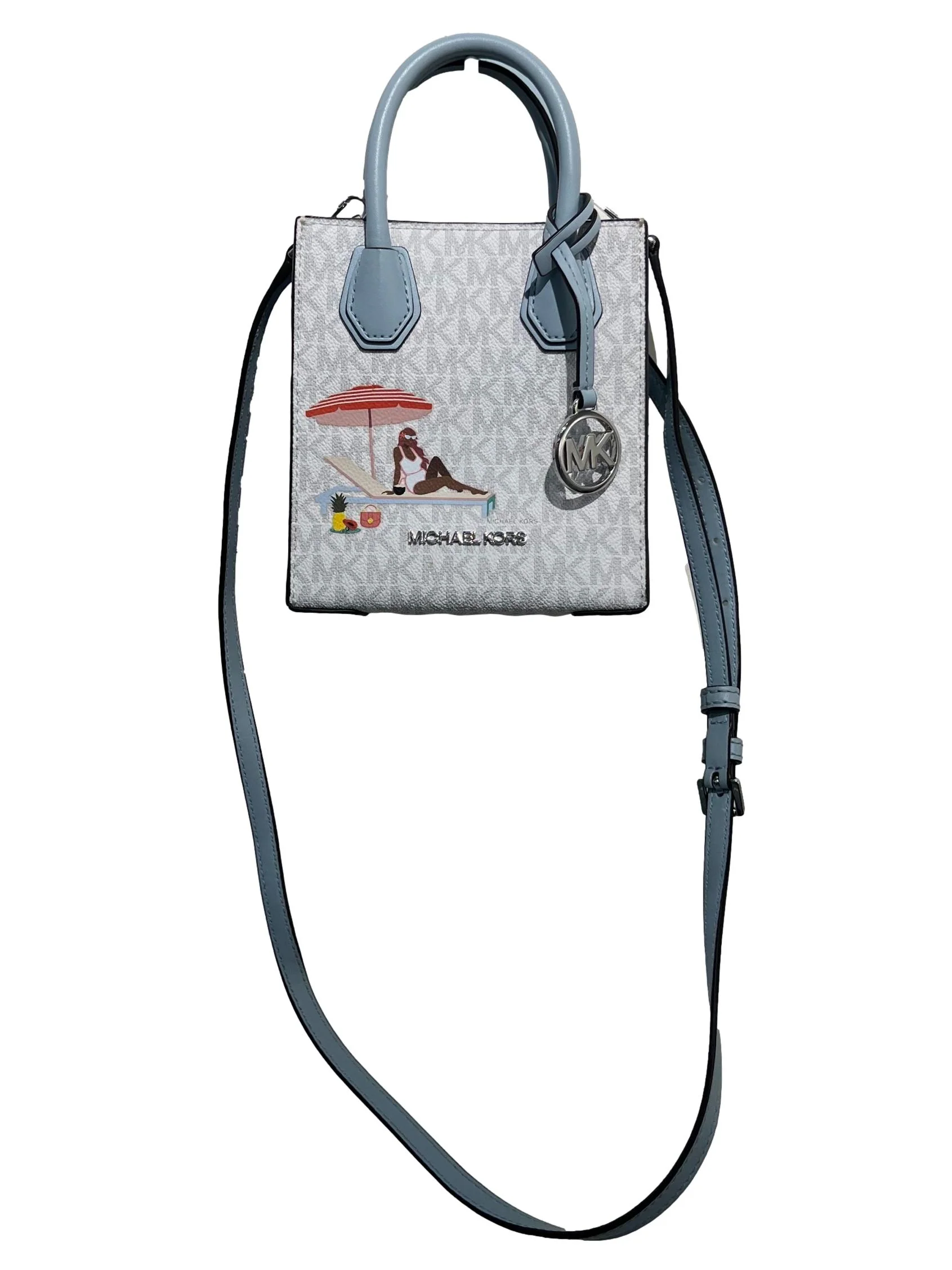 Dusty Blue Monogram Beach Girl Crossbody Bag