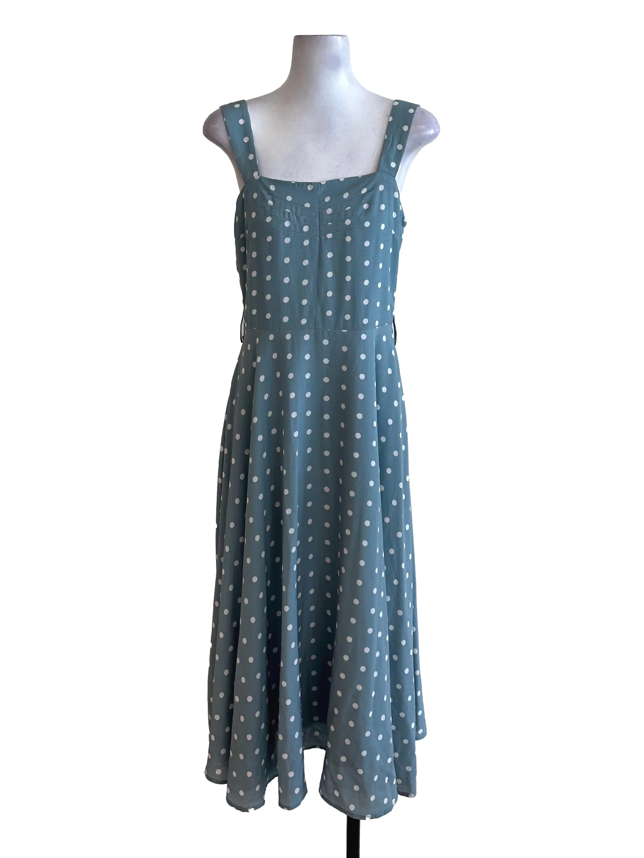 Dusty Blue Polka Dot Pattern Dress