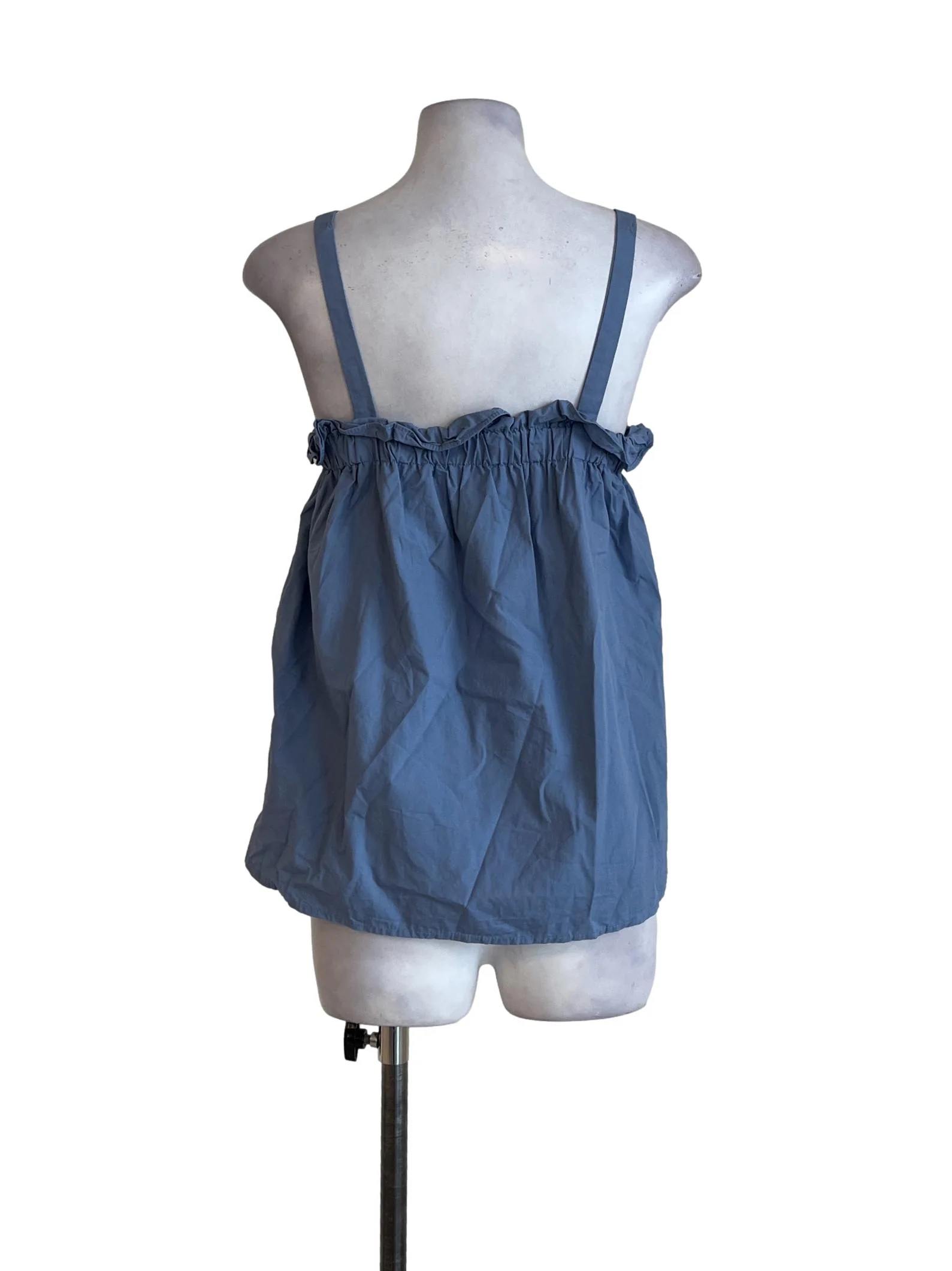 Dusty Blue Sleeveless Square Neckline Shirt - Image 2