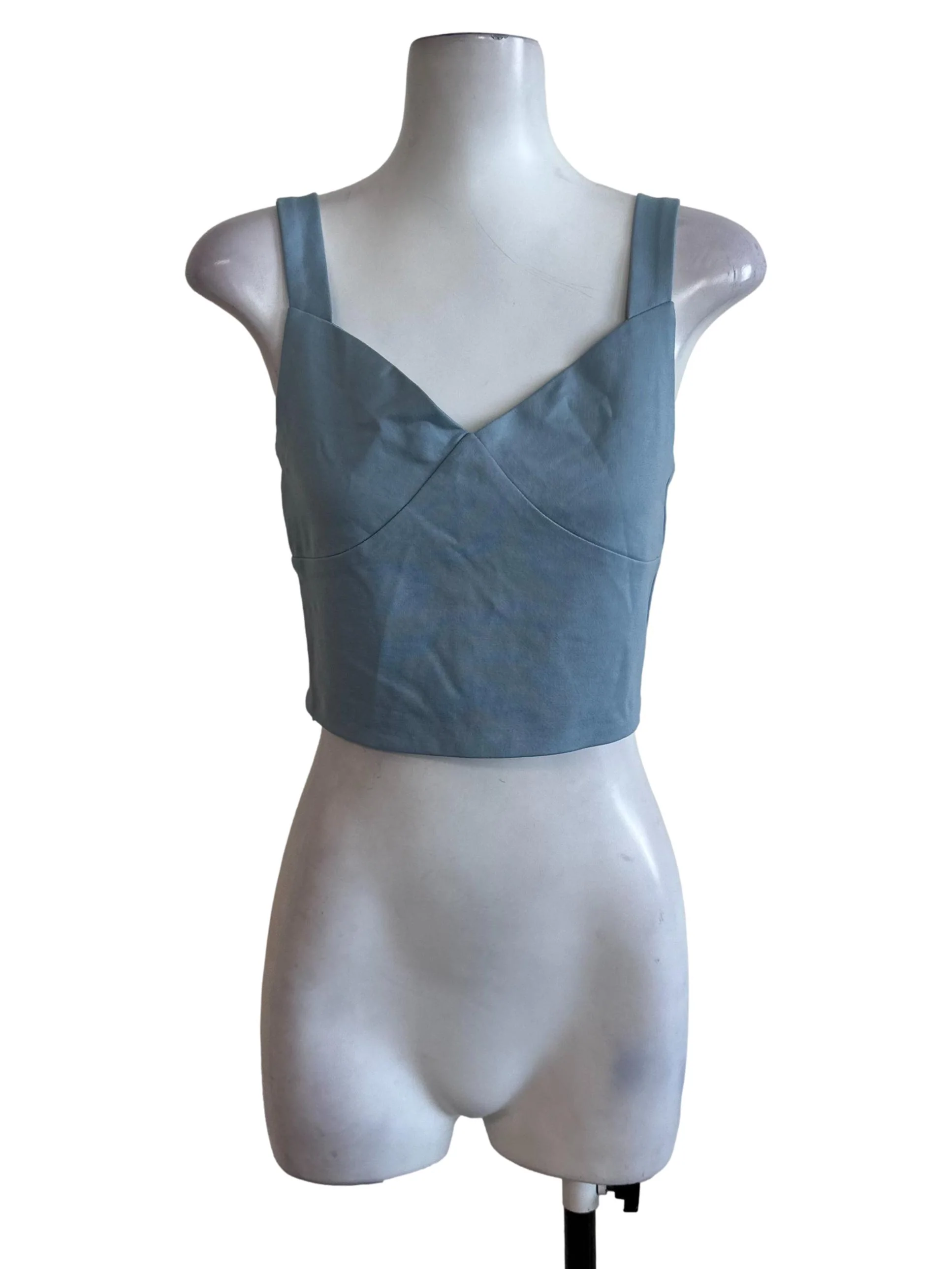 Dusty Blue V Neck Fitted Top