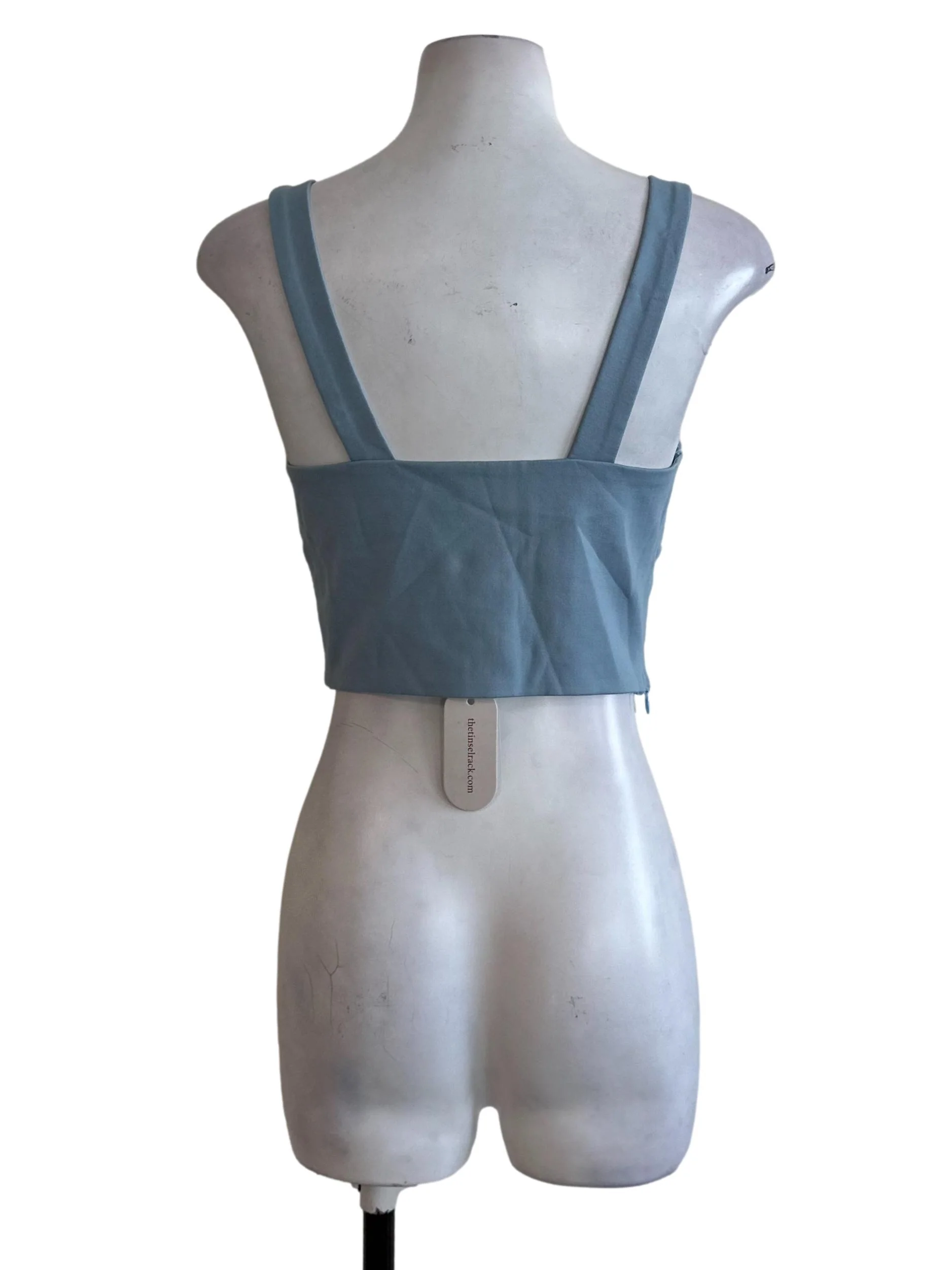 Dusty Blue V Neck Fitted Top - Image 2