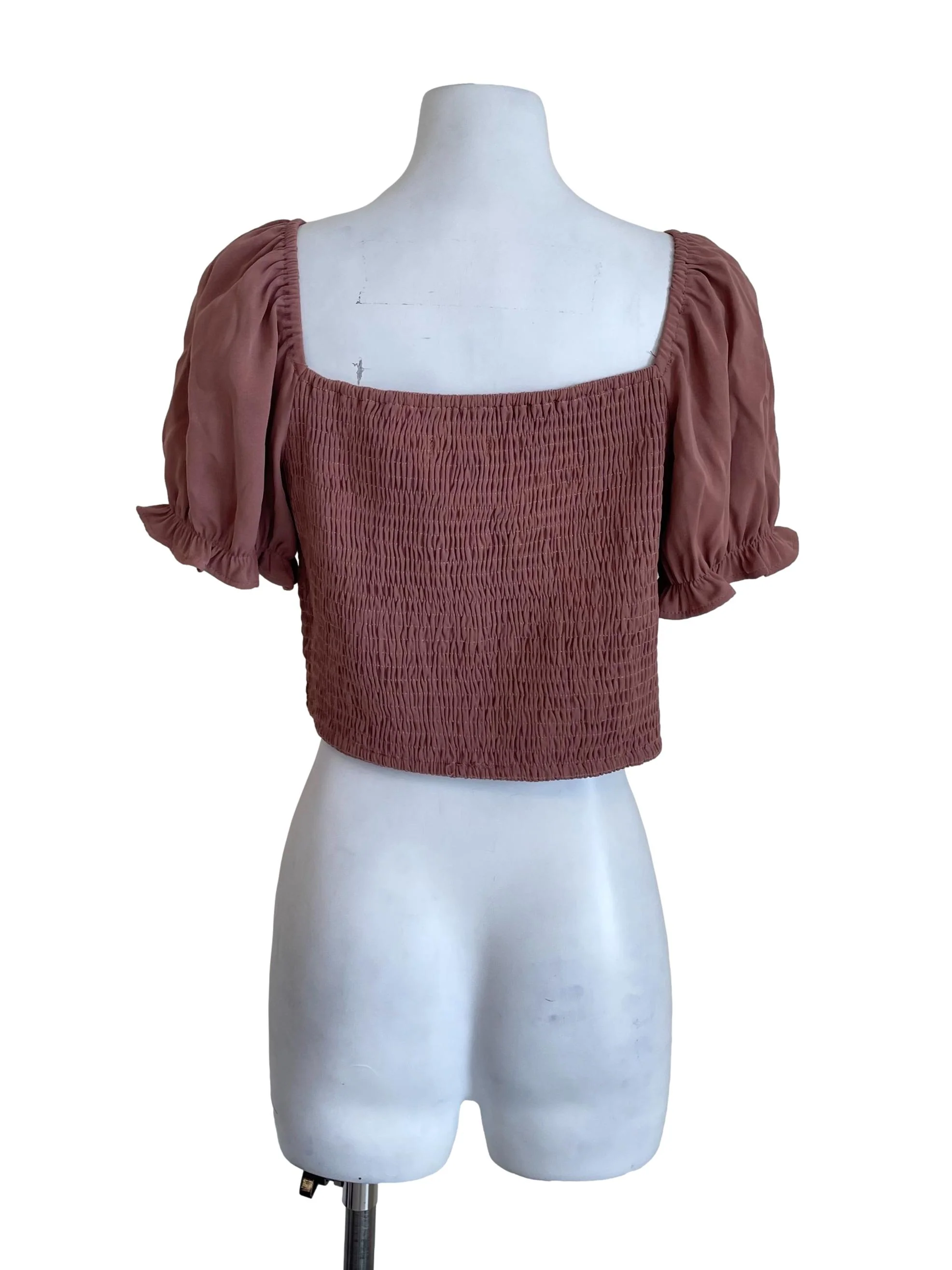 Dusty Blush Shirred Crop Top - Image 2