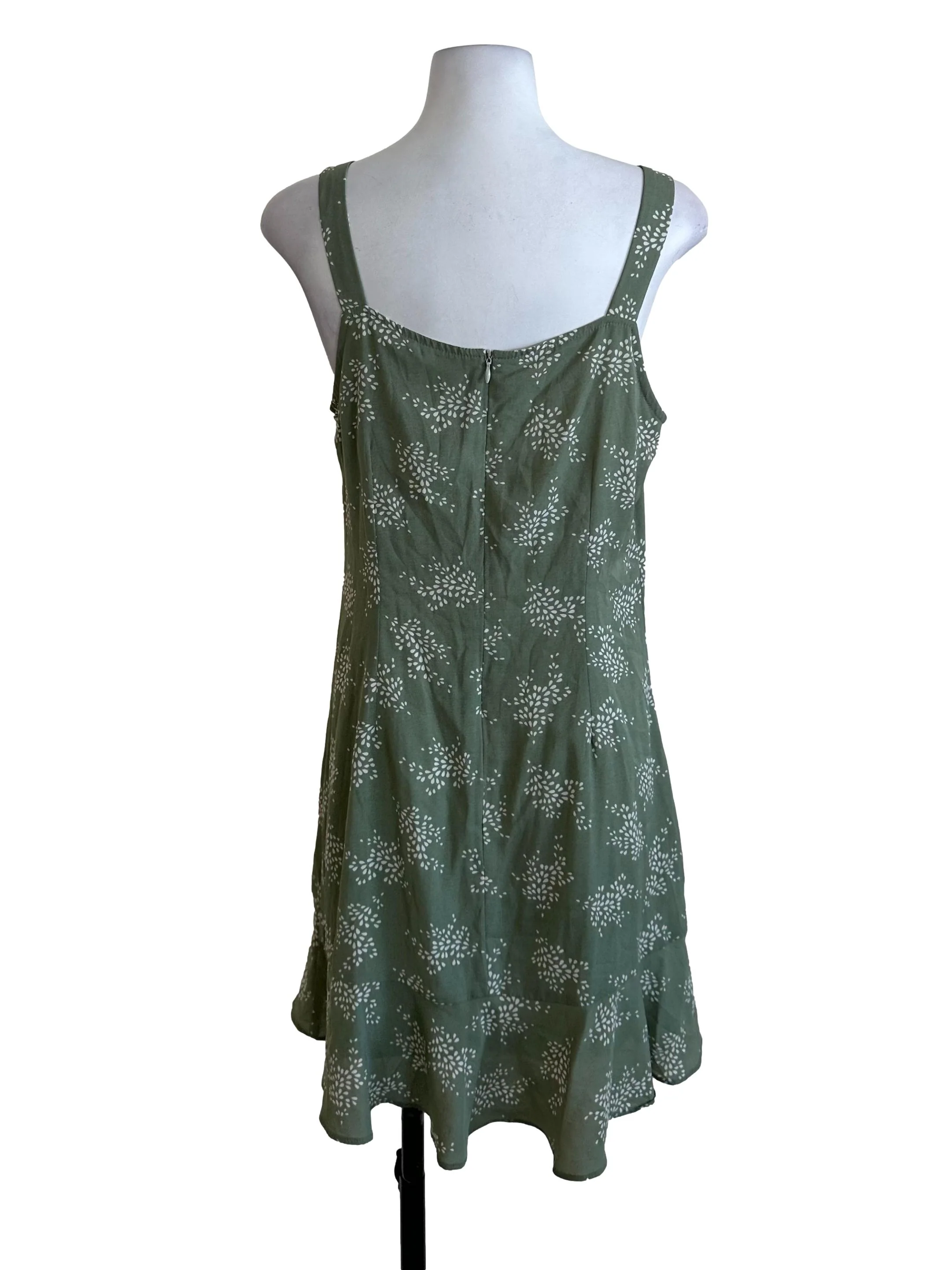 Dusty Green Pattern Dress - Image 2