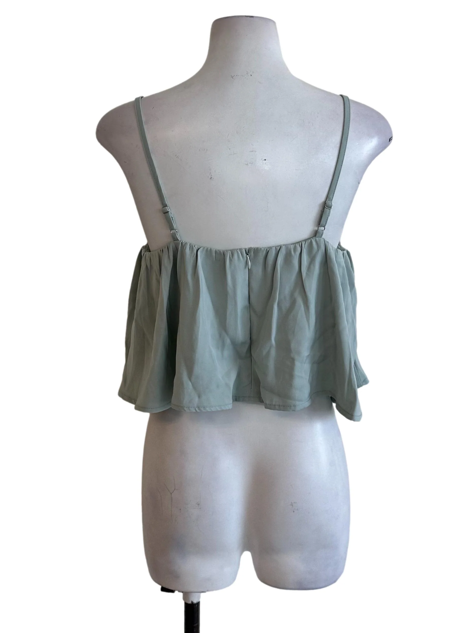 Dusty Green Spaghetti Strap Babydoll Top - Image 2