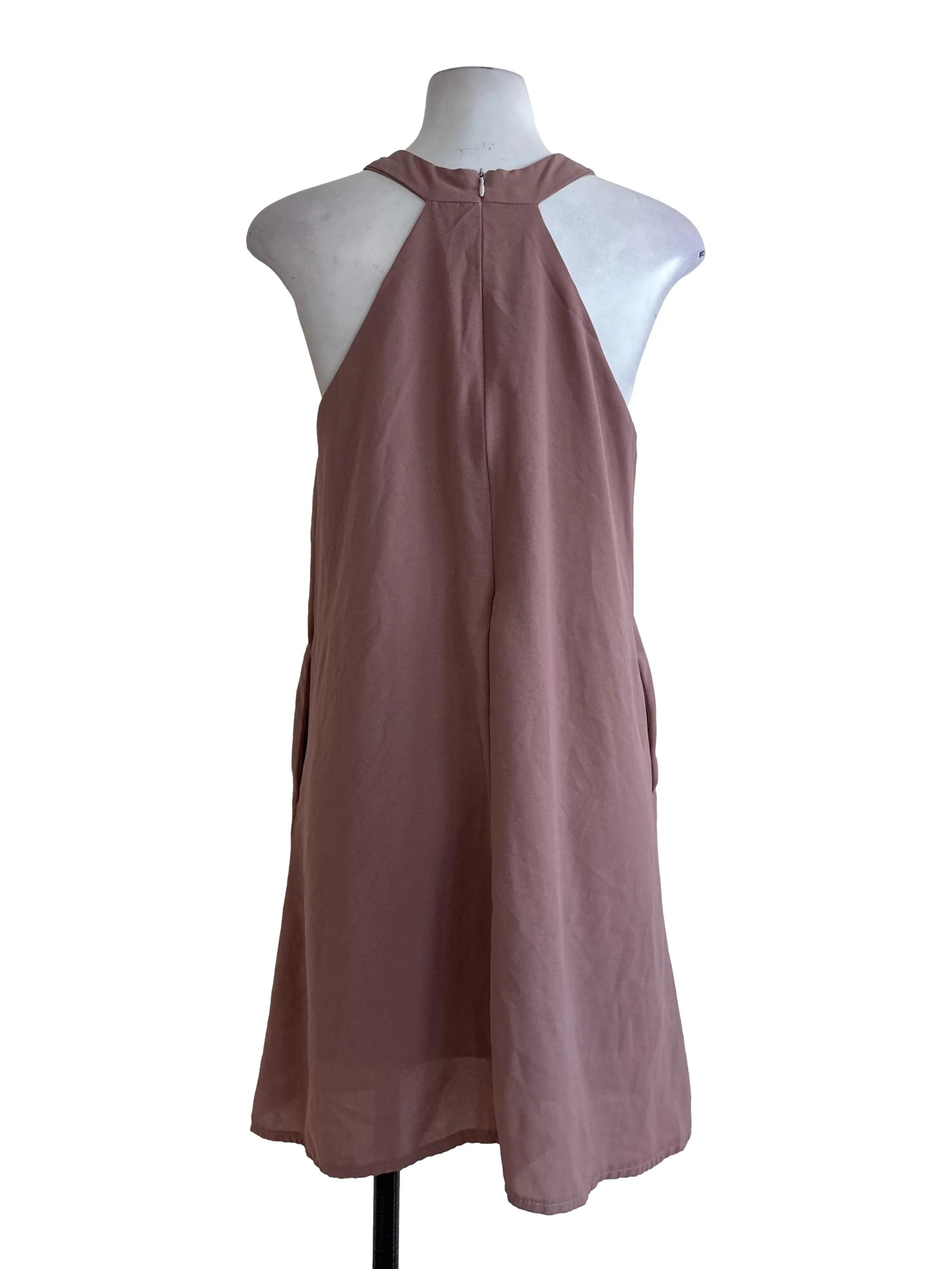 Dusty Pink Chiffon Halter Dress - Image 2