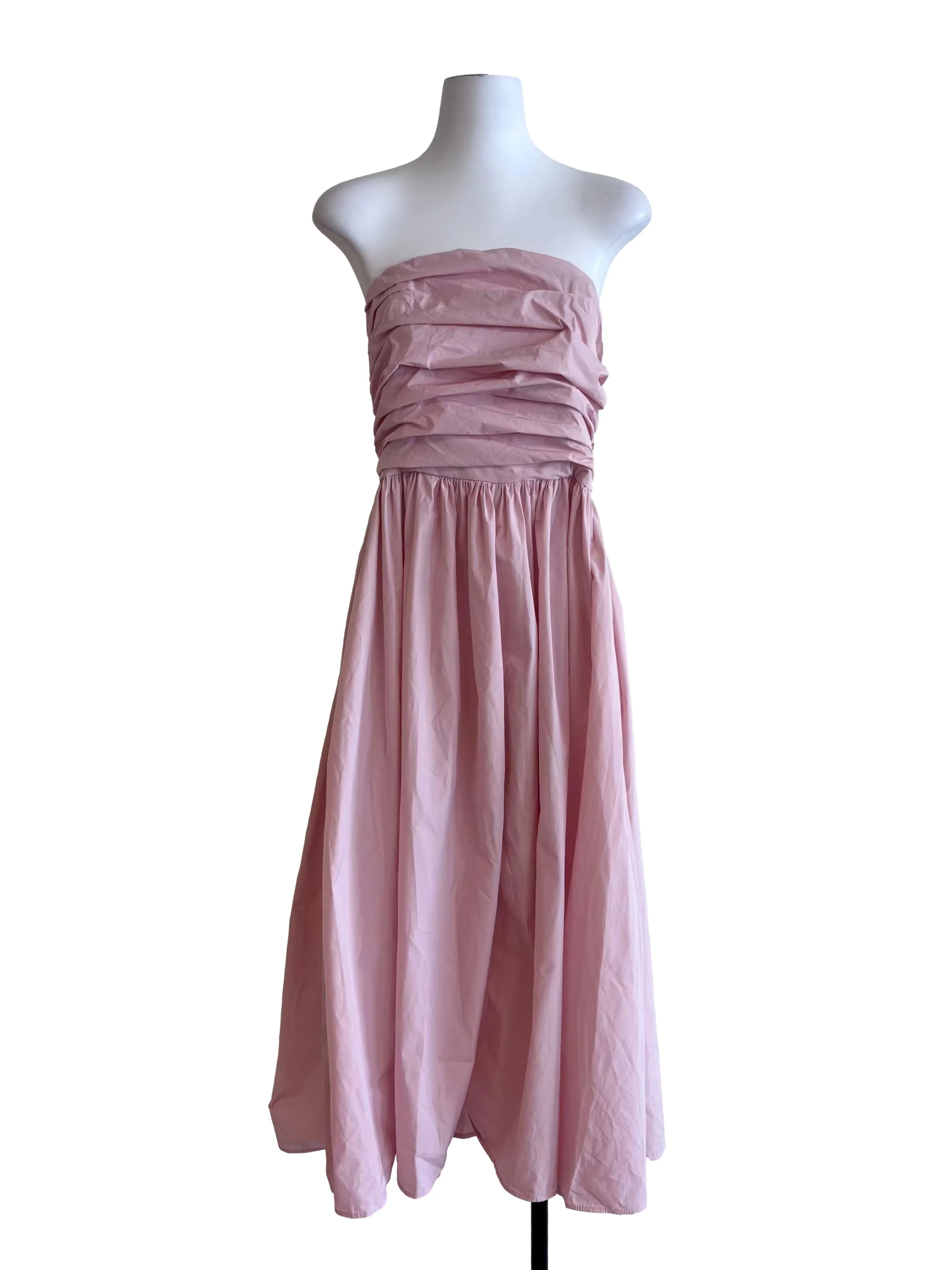 Dusty Pink Drape Strapless Dress