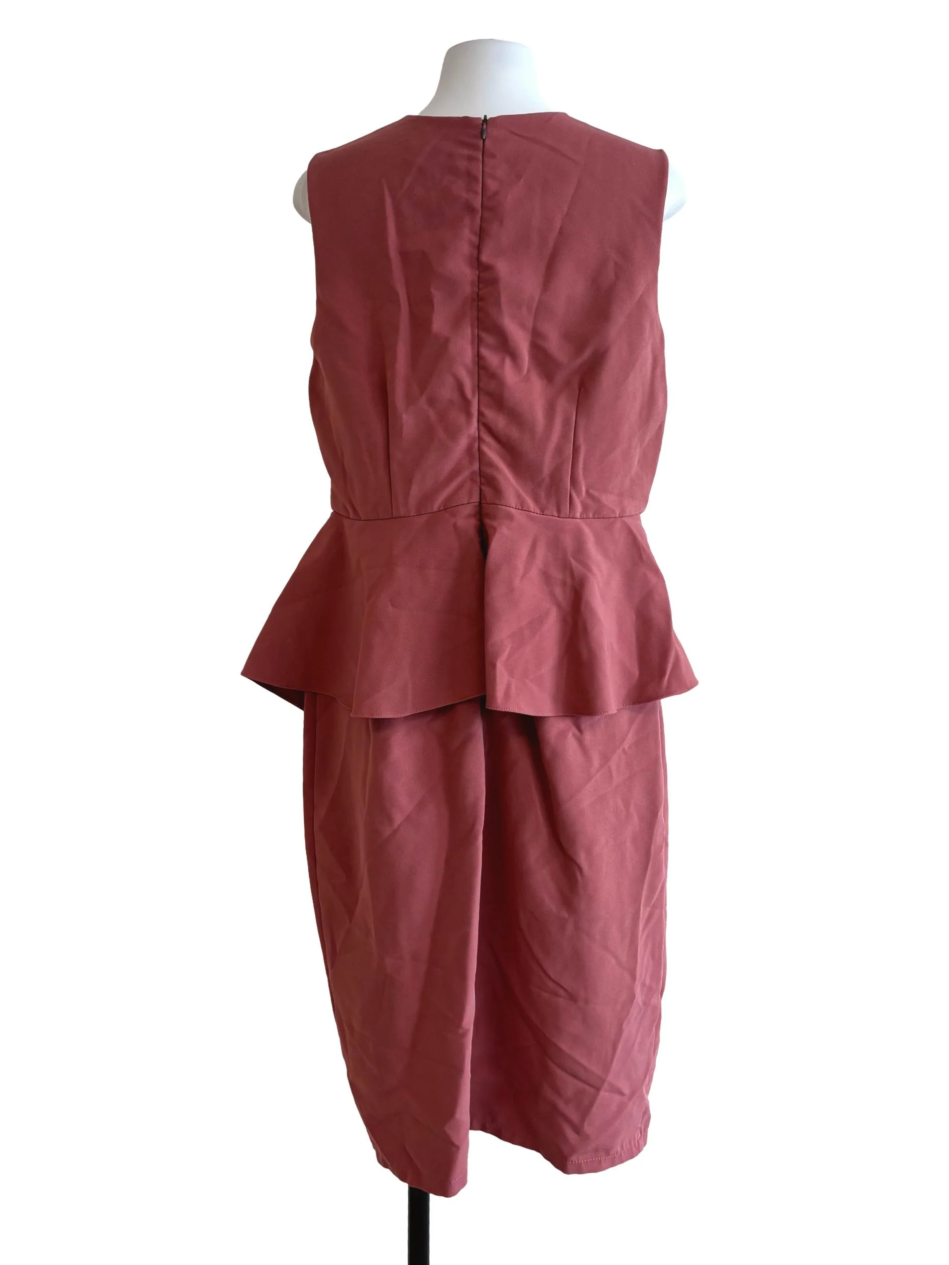 Dusty Pink Sleeveless Peplum Dress - Image 2