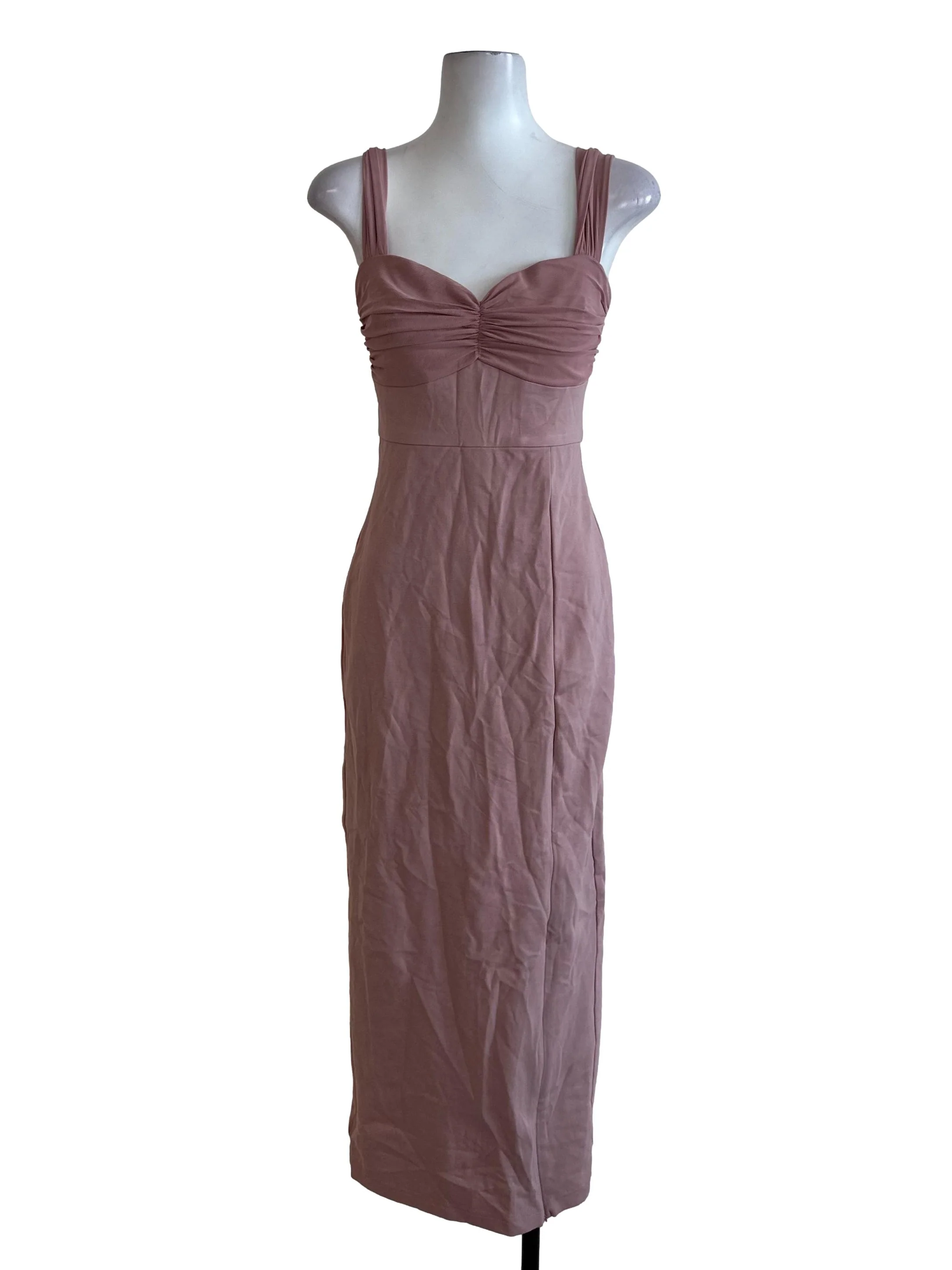 Dusty Pink Sweetheart Mesh Net Sheath Dress