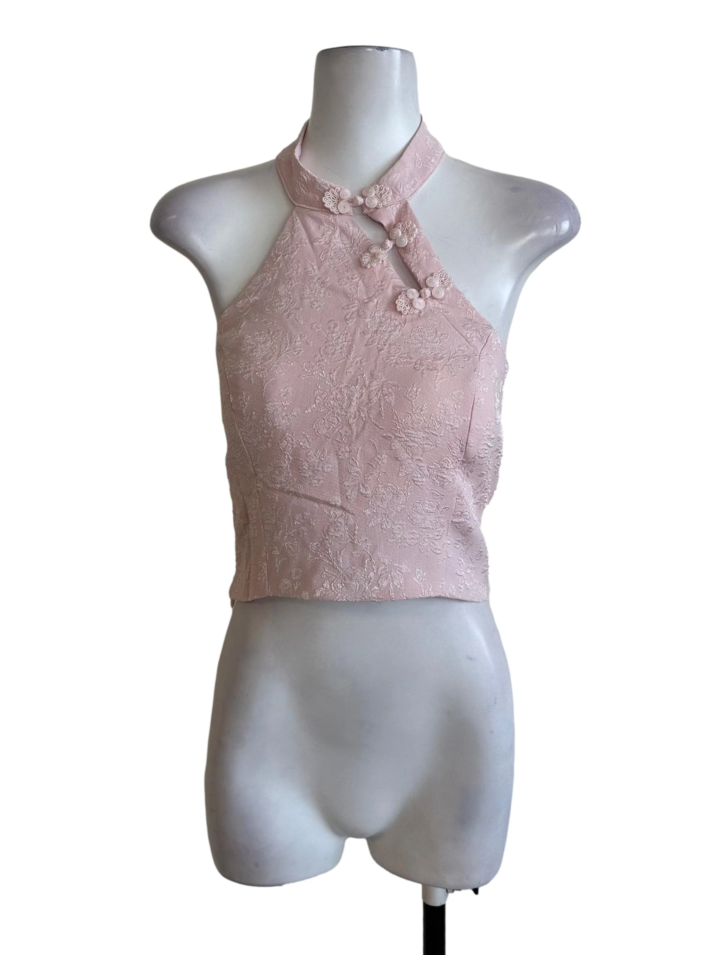 Dusty Pink Textured Cheongsam Top