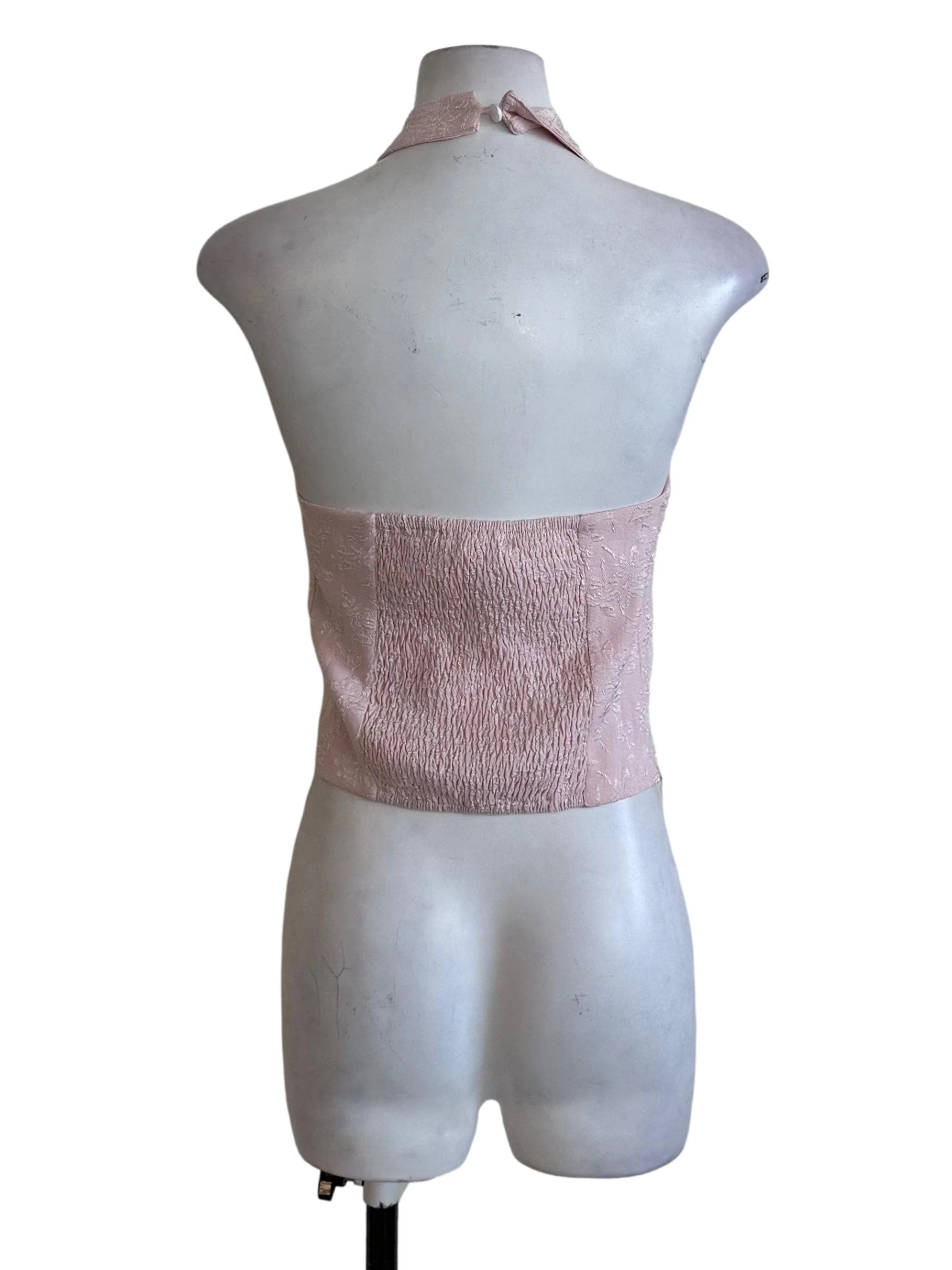 Dusty Pink Textured Cheongsam Top - Image 2