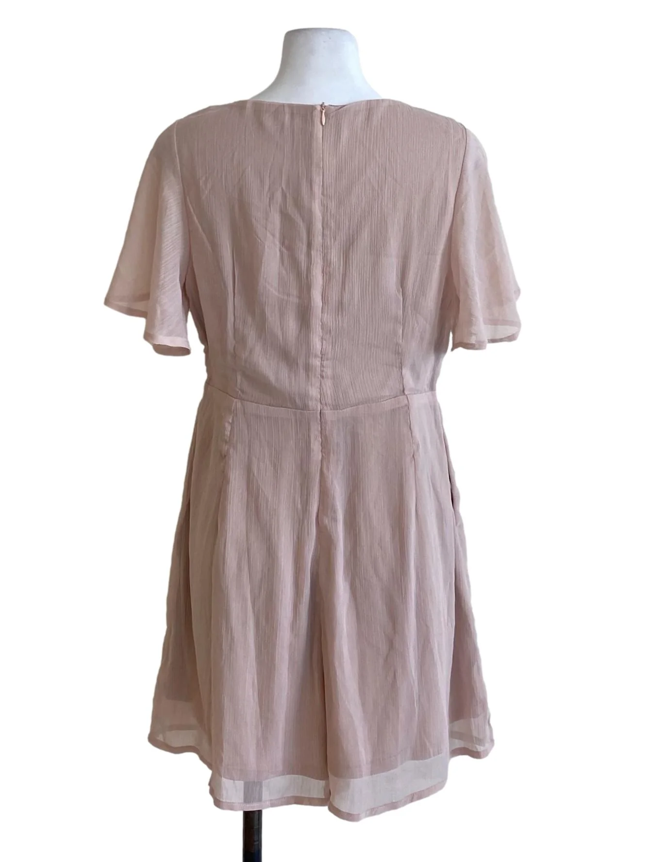 Dusty Pink V-Neck Wrap Bust Loose Mesh Romper - Image 2