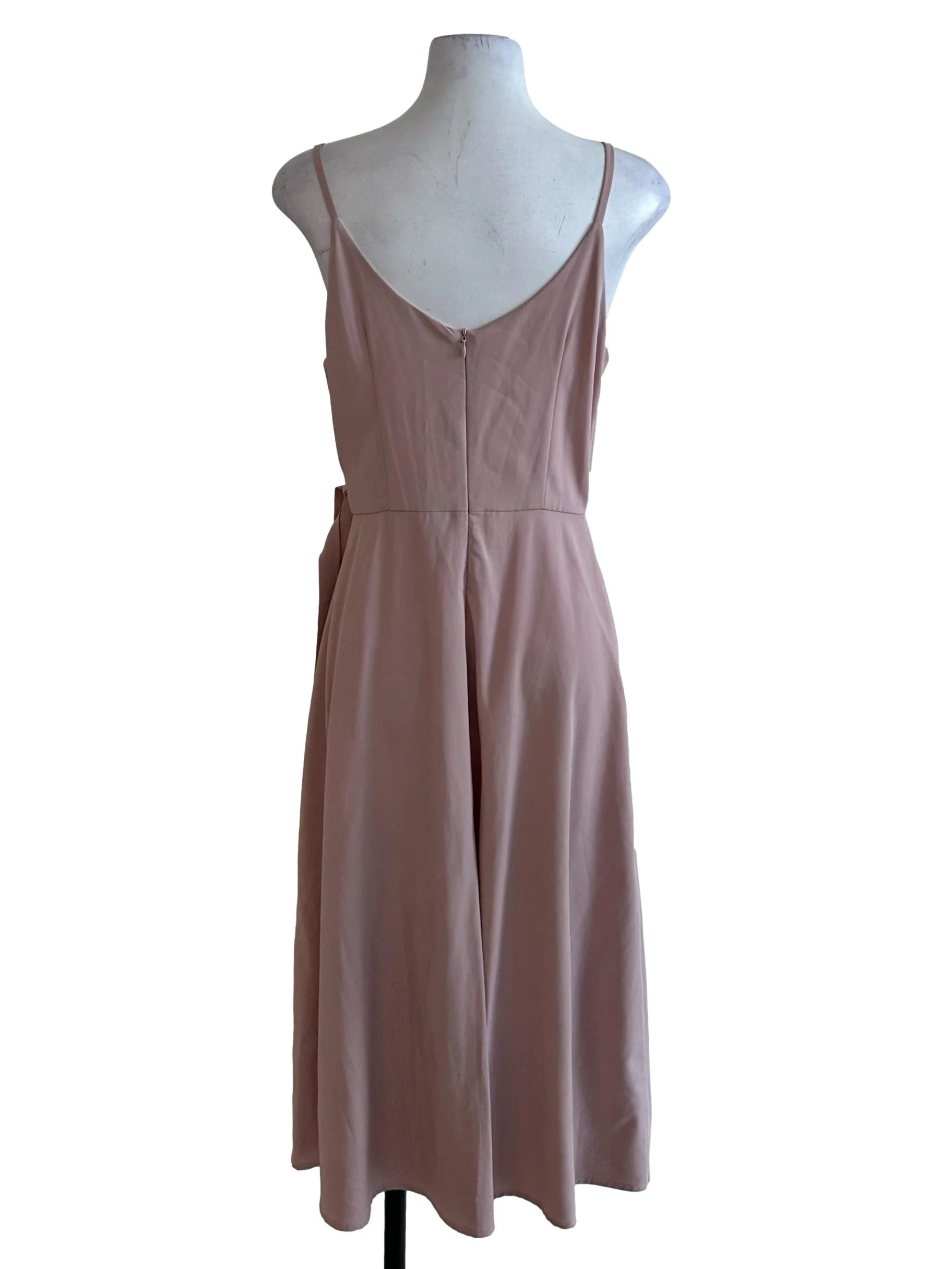 Dusty Pink V Neck Wrap Dress - Image 2