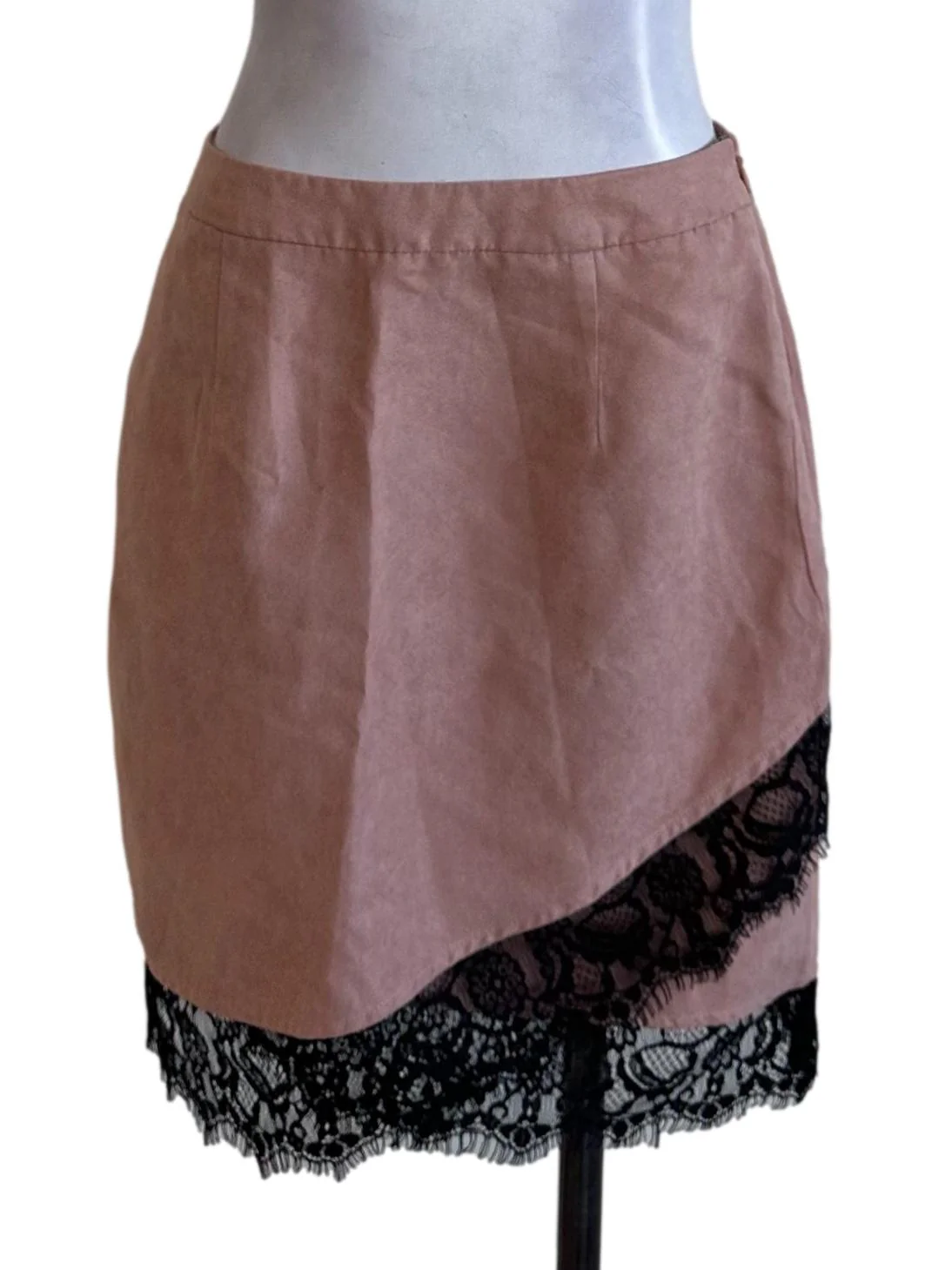 Dusty Pink Velvet Lace Mini Skirt