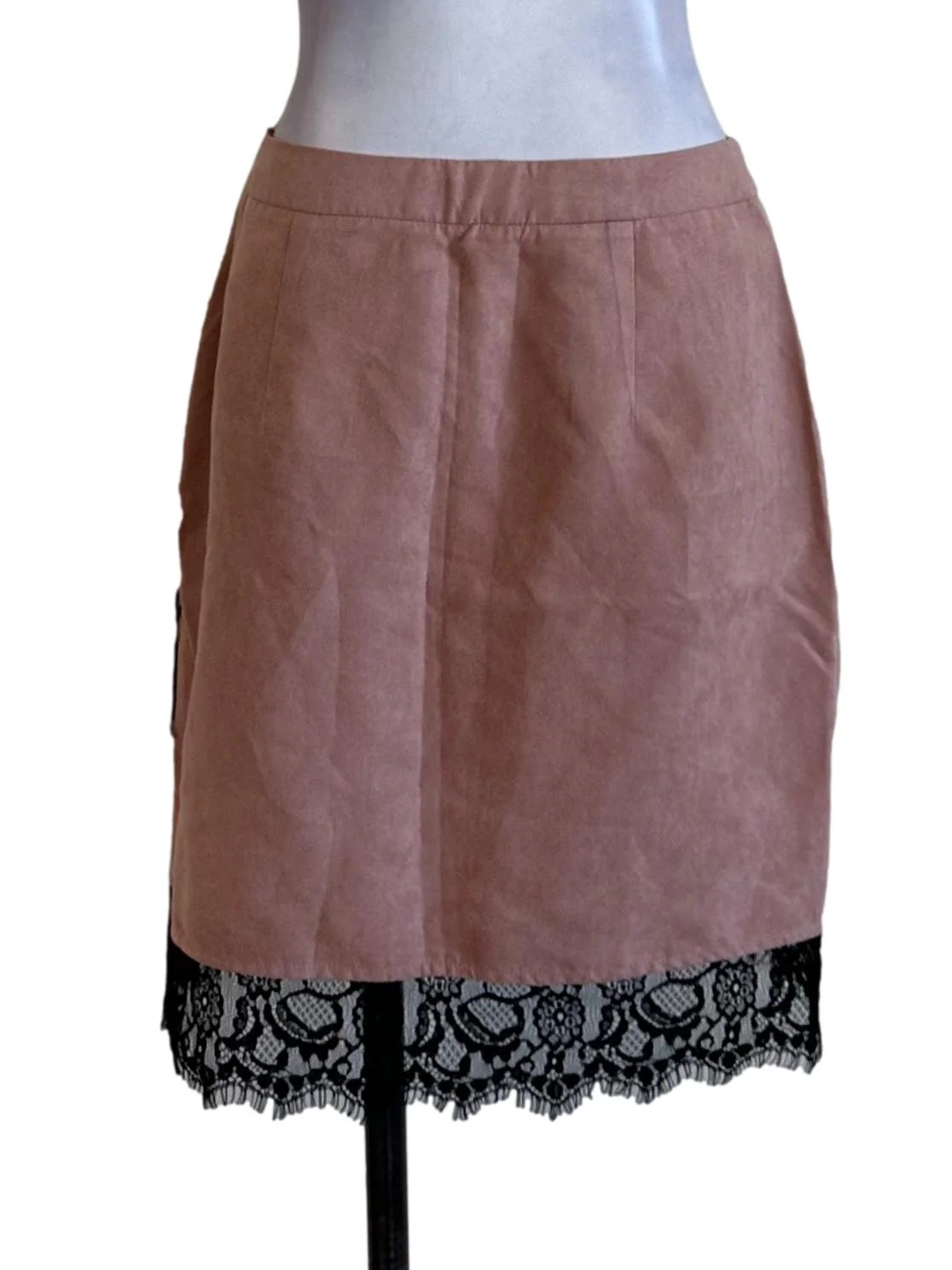 Dusty Pink Velvet Lace Mini Skirt - Image 2