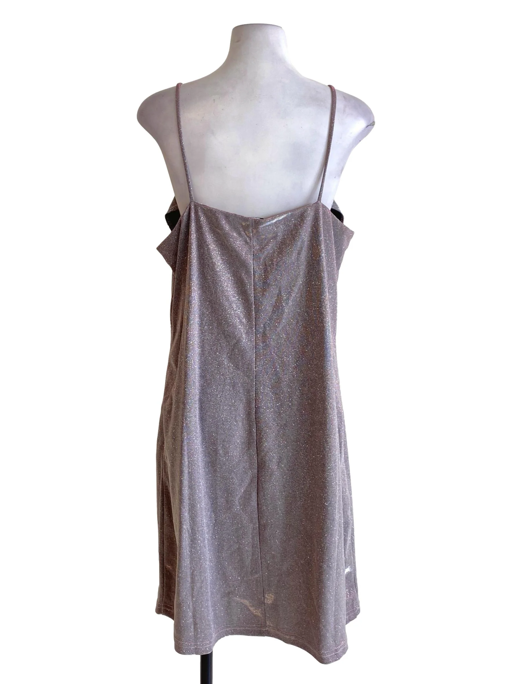 Dusty Purple Glittery Spaghetti Strap Slip Dress - Image 2