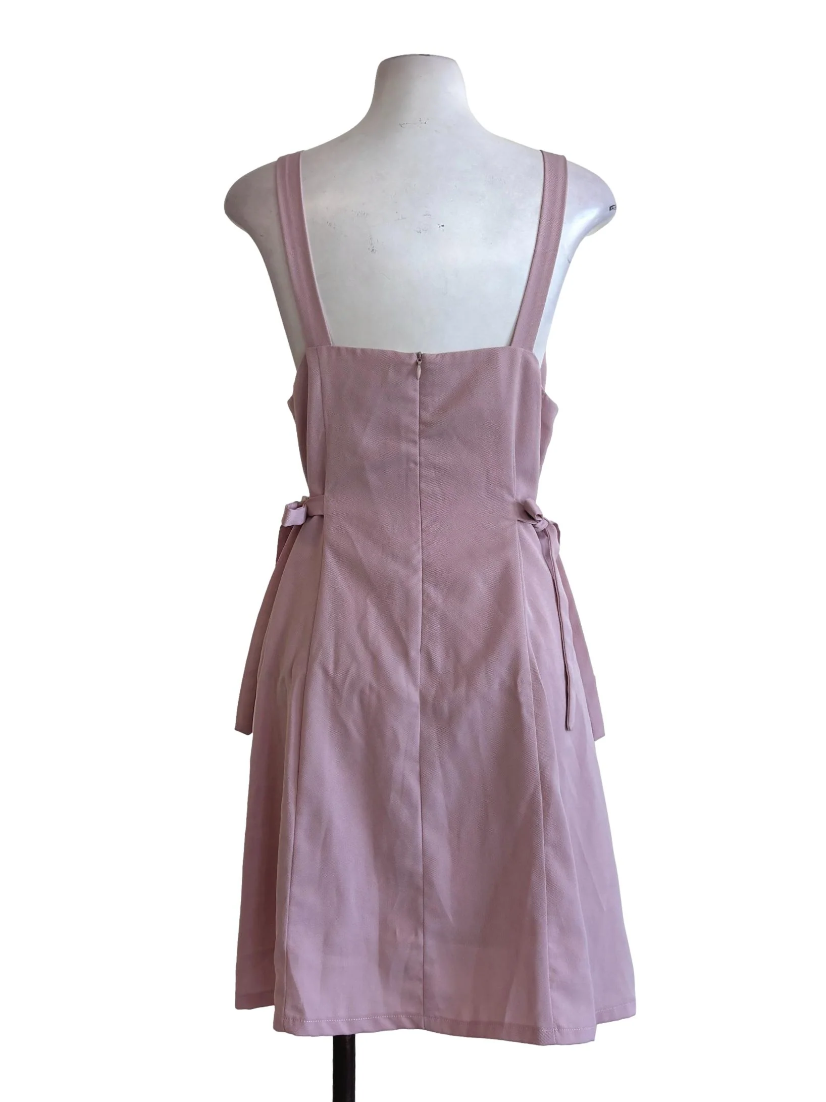 Dusty Rose Side Ribbon Sleeveless Dress - Image 2