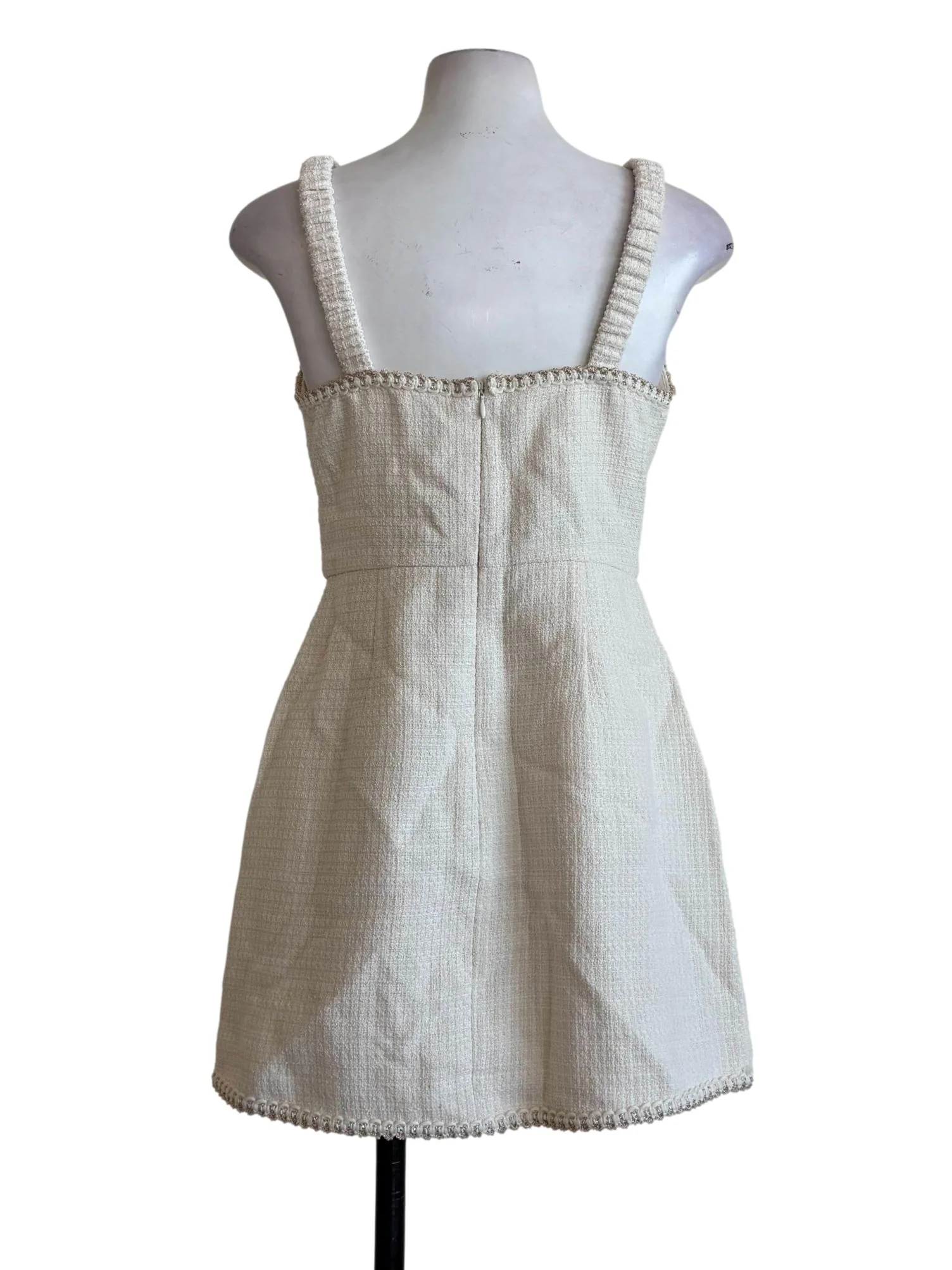 Dutch White Sleeveless Tweed Dress - Image 2