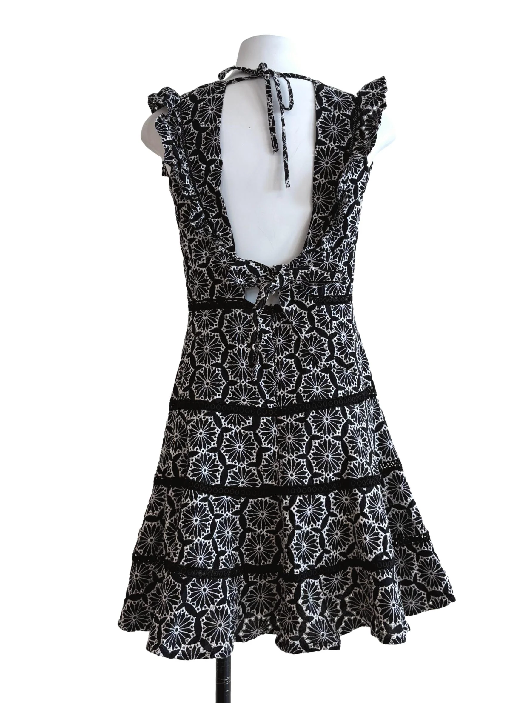 Ebony Black Embroidered A-Line Dress - Image 2