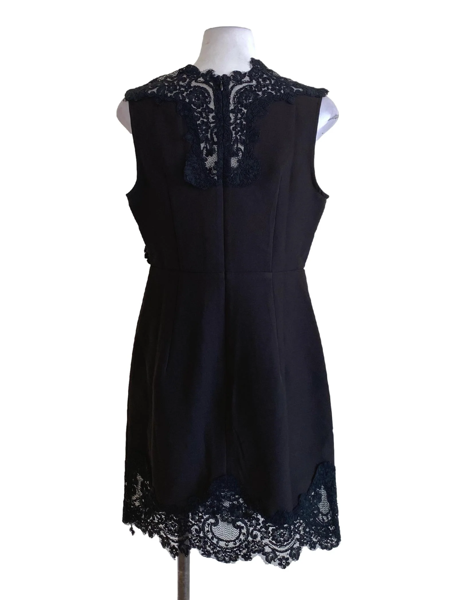 Ebony Black Floral Lace Sleeveless A-Line Dress - Image 2