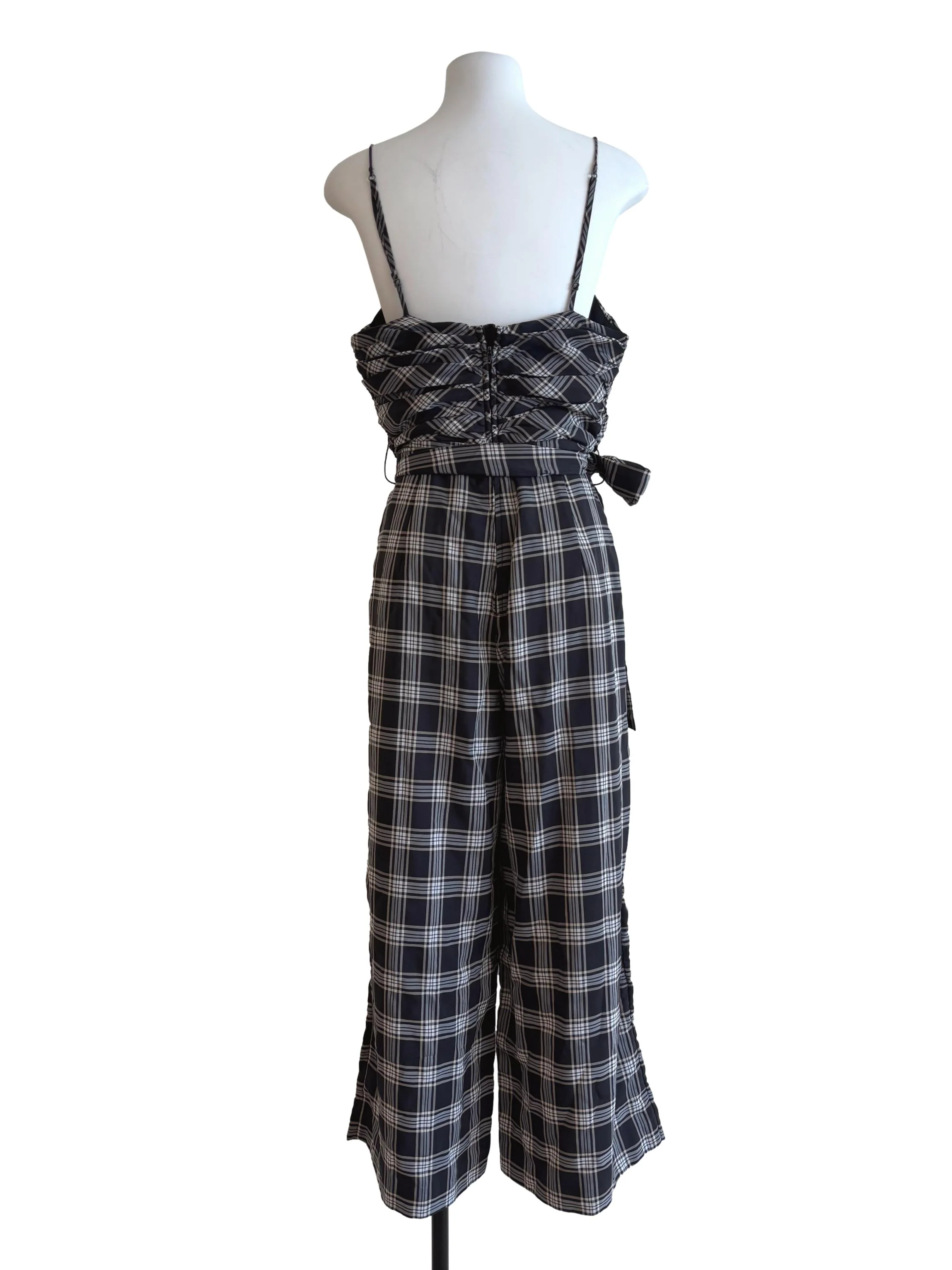 Ebony Black Plaid Spaghetti Strap Jumpsuit - Image 2