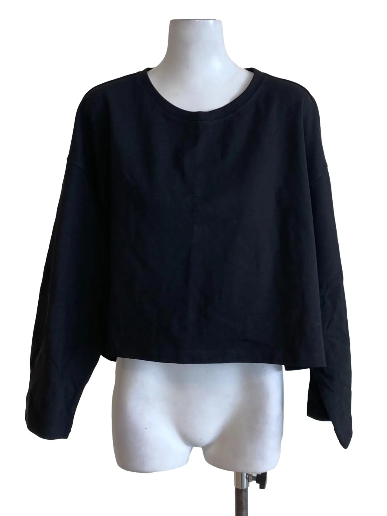 Ebony Black Round Neck Long Sleeve T-Shirt