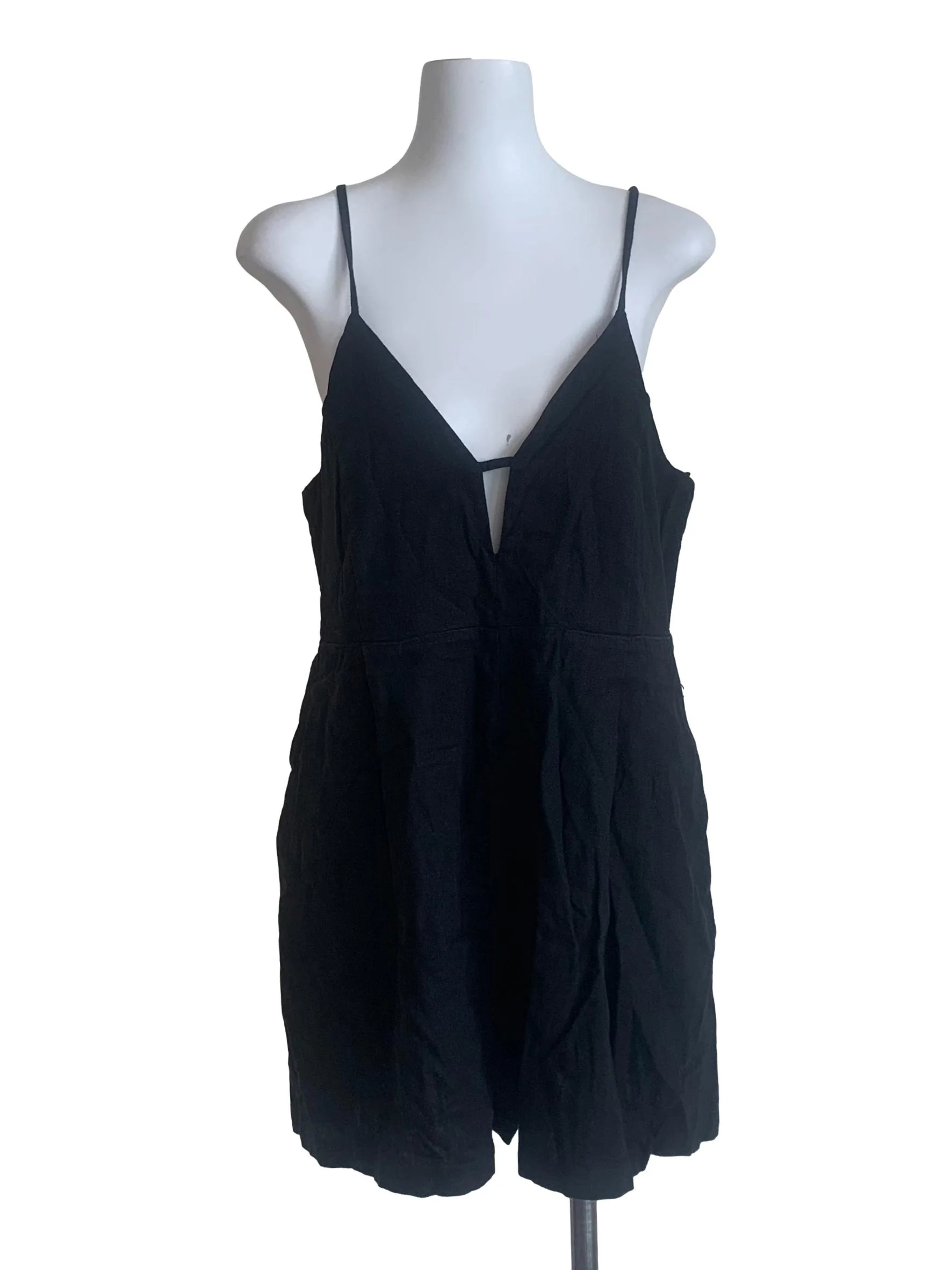 Ebony Black Spaghetti Strap Romper