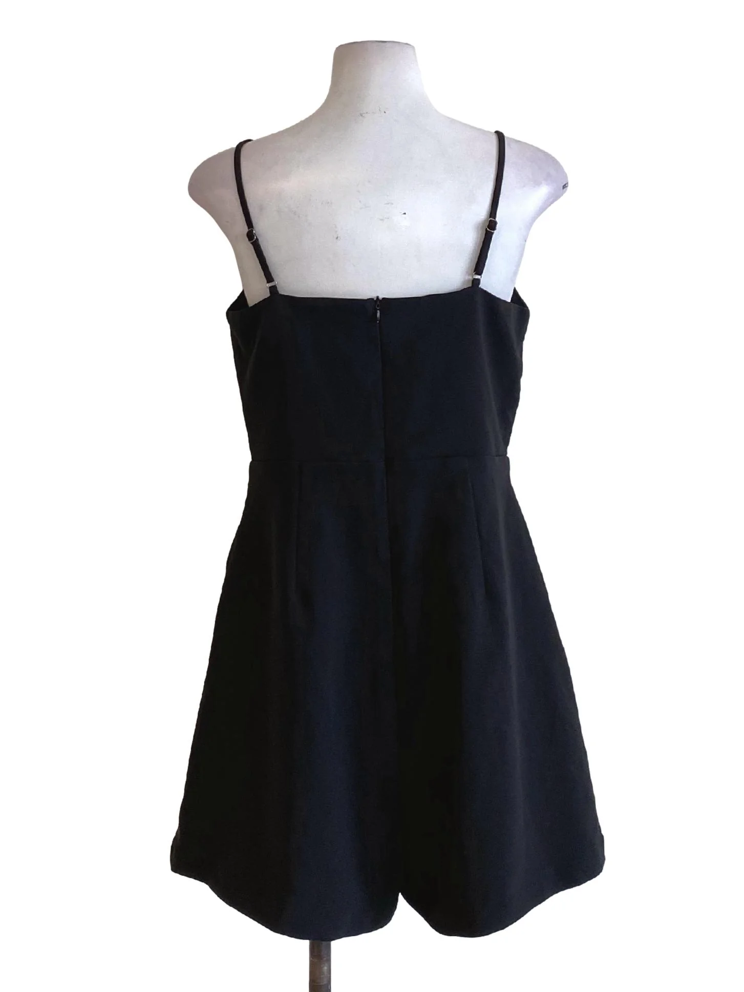 Ebony Black Sweetheart Spaghetti Strap Regular Romper - Image 2