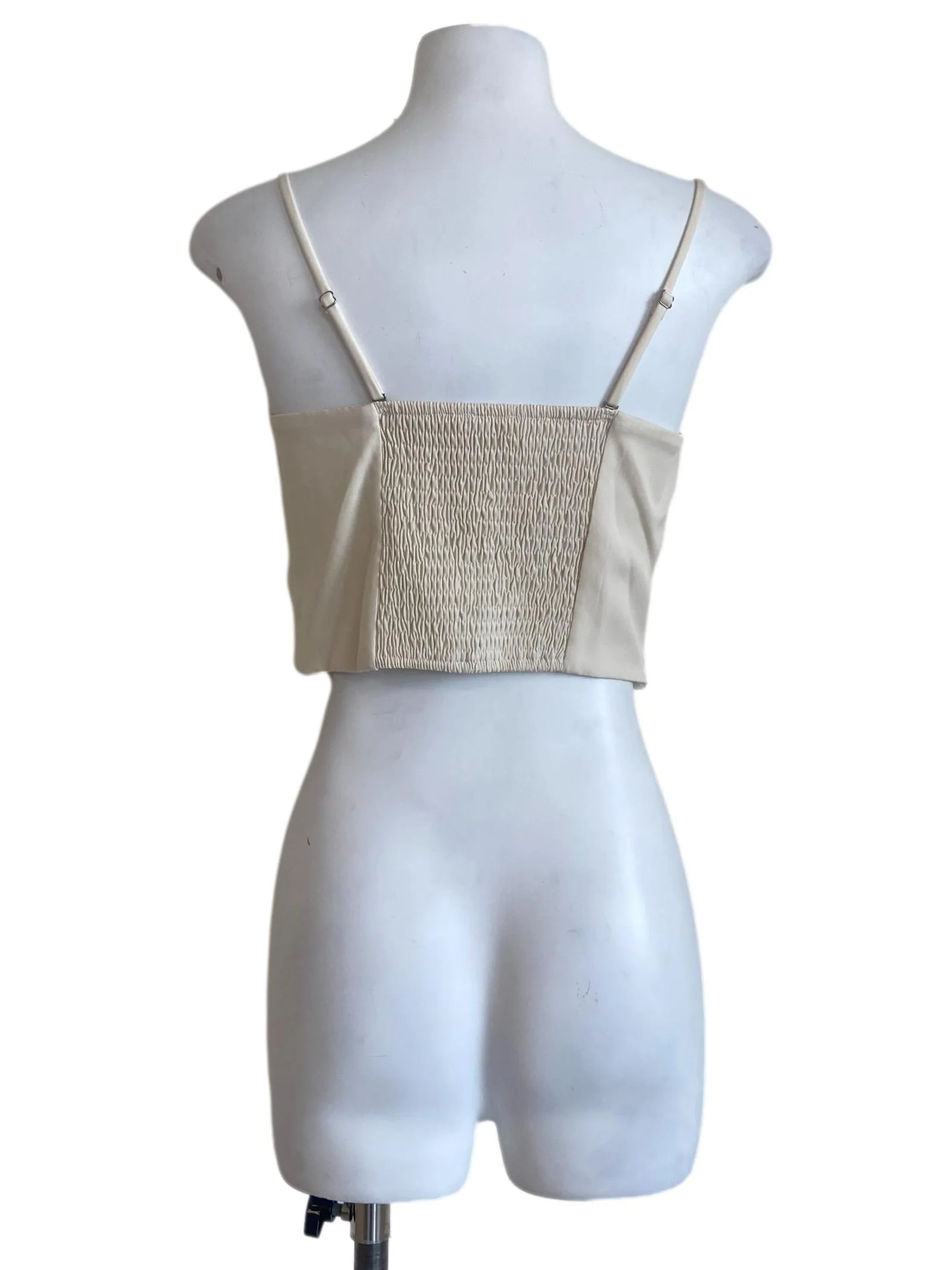 Eggshell White Half Accordion Crop Top - Image 2