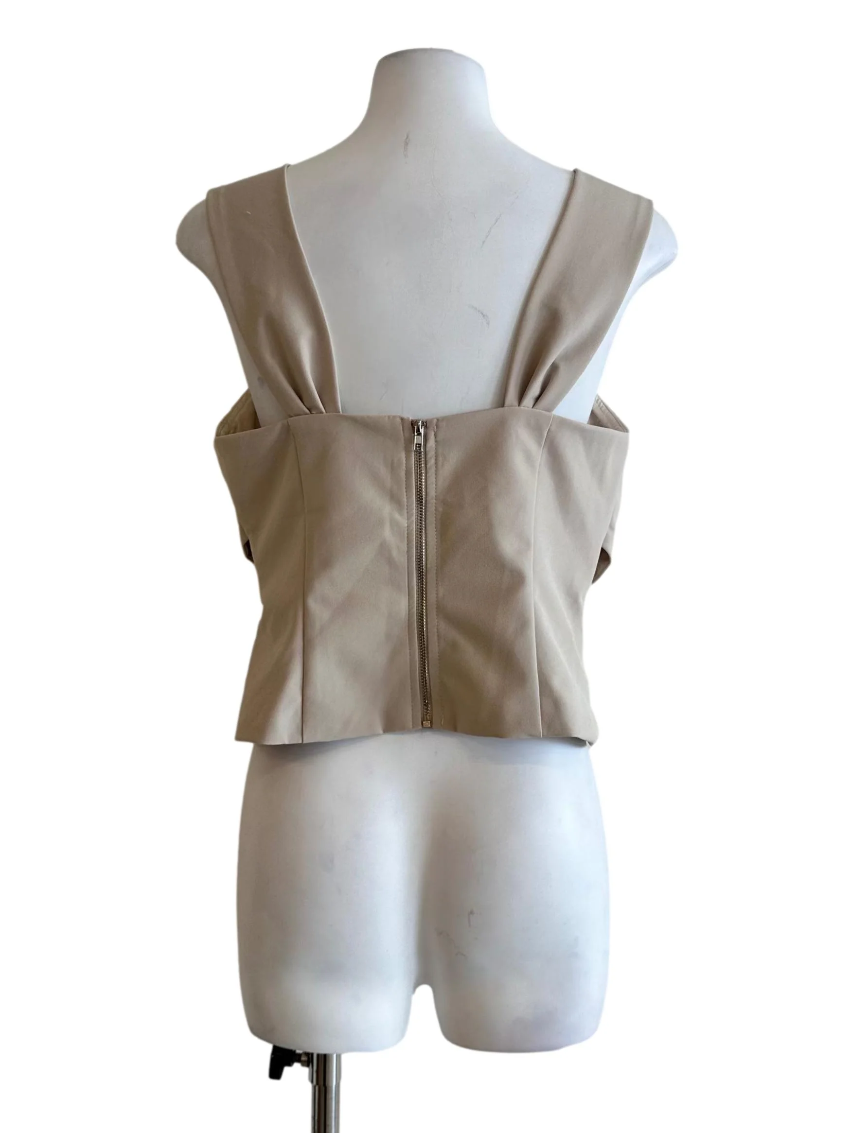 Eggnog Beige Padded Sleeveless Top LB - Image 2