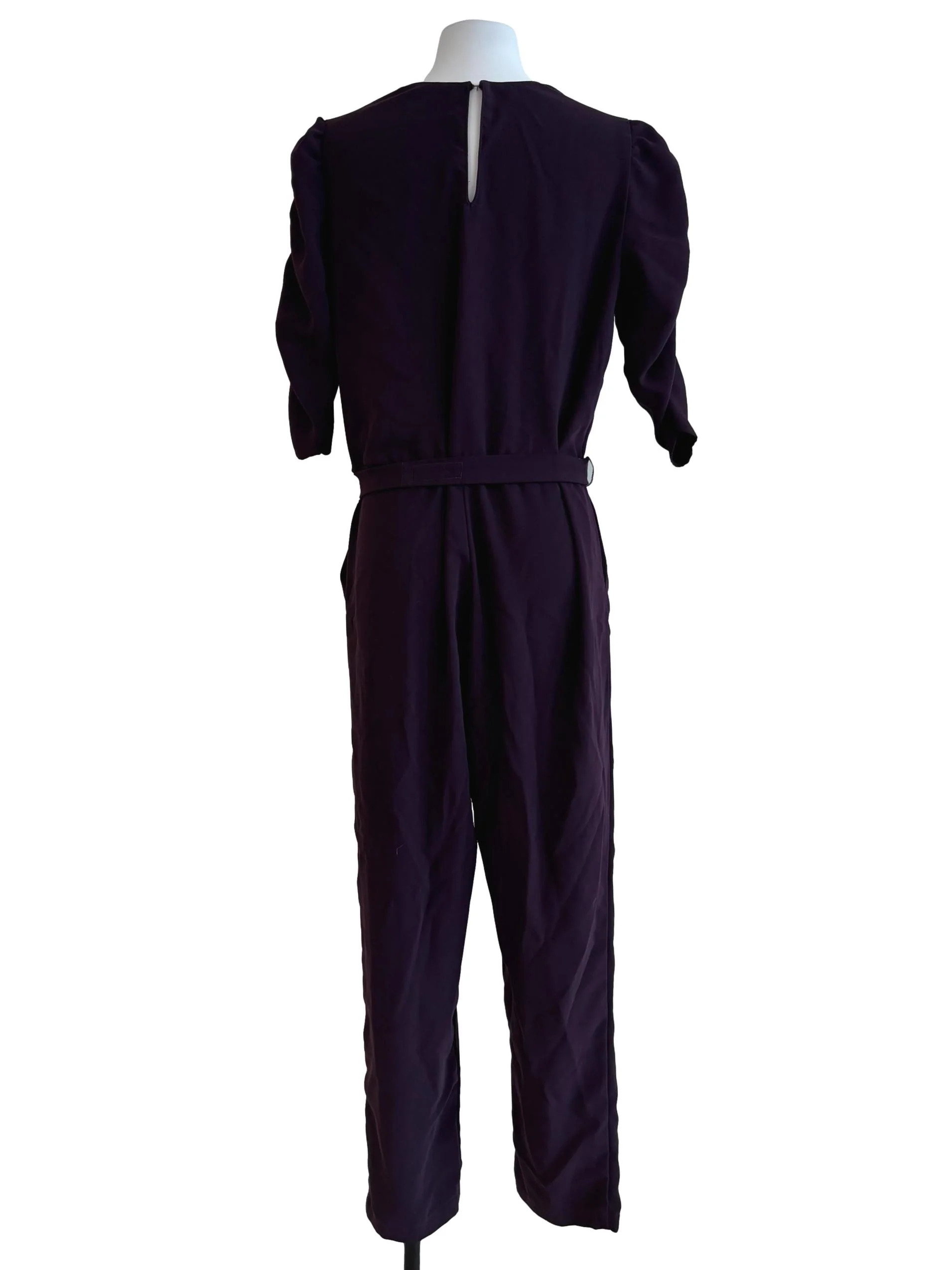 Eggplant Purple Ruched Sleeve Jumpsuit - Image 2