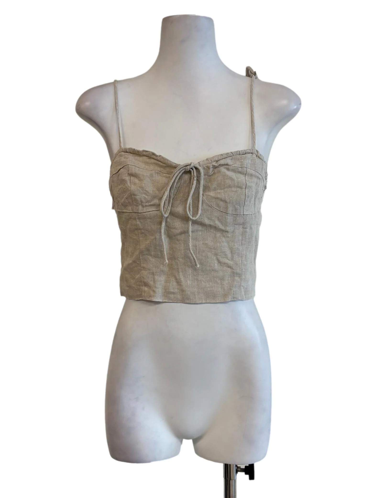 Eggshell Spaghetti Strap Linen Top