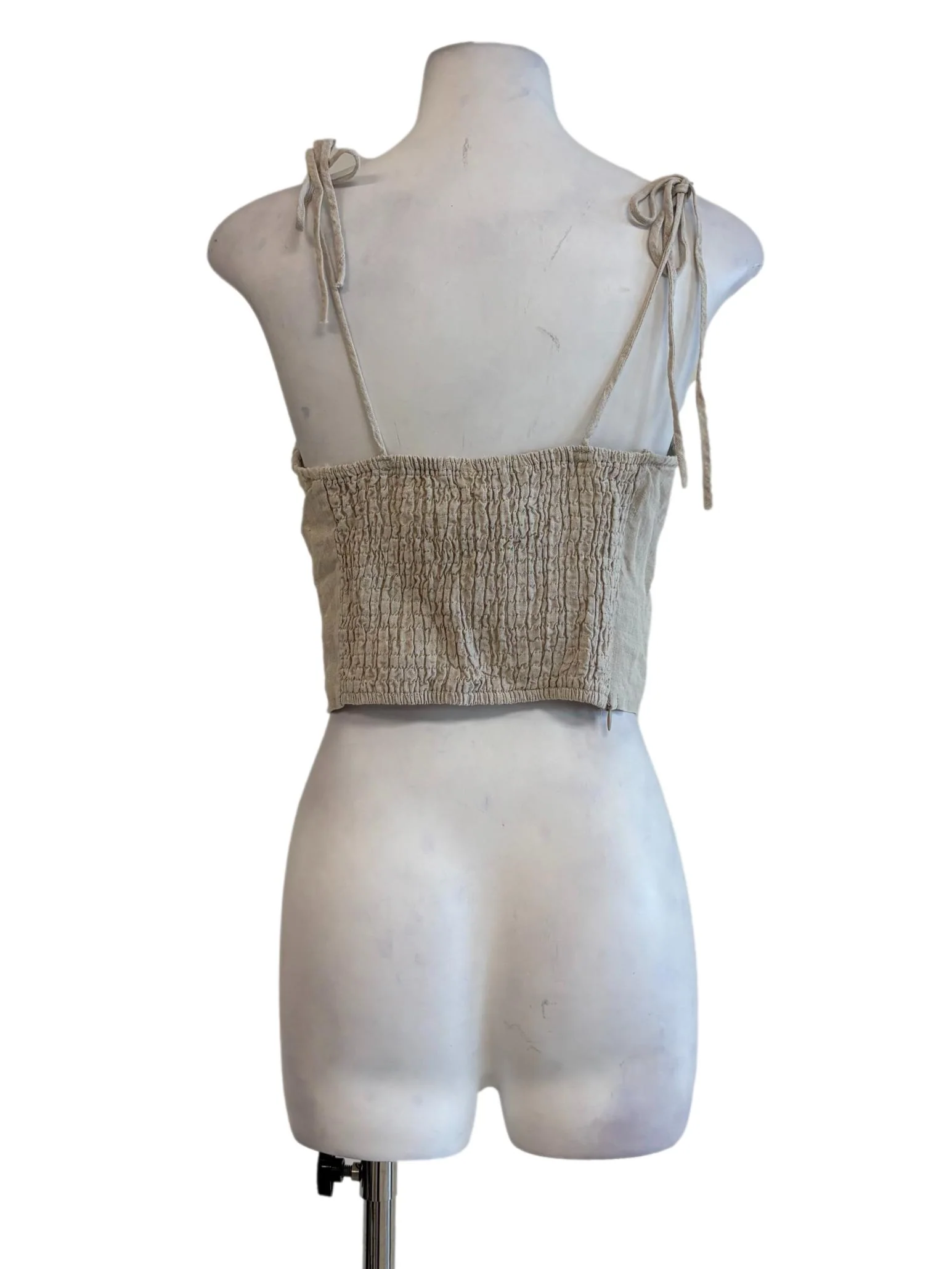 Eggshell Spaghetti Strap Linen Top - Image 2