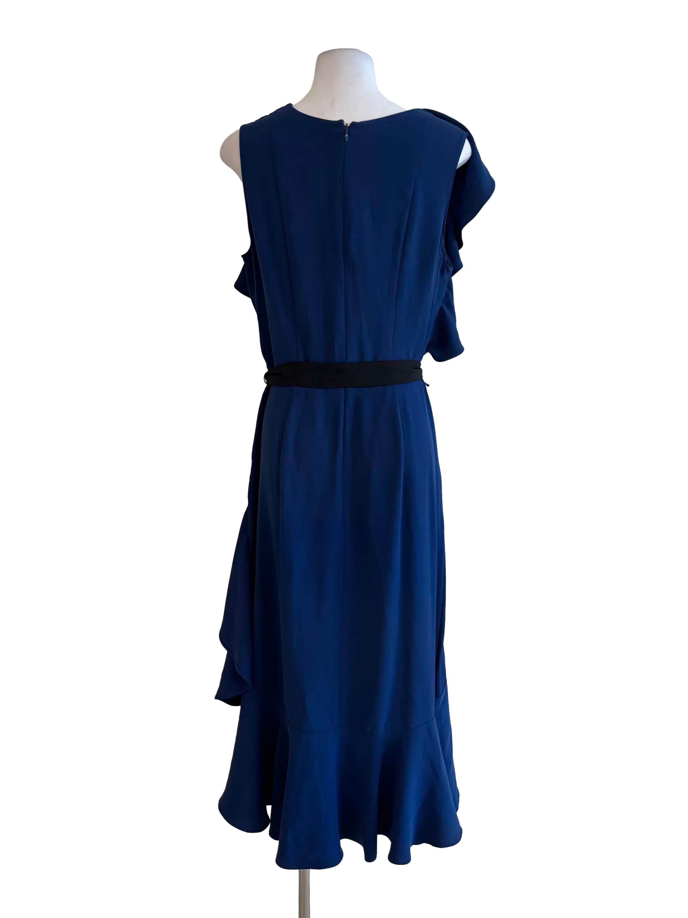 Egyptian Blue Ruffle Asymmetrical Dress - Image 2
