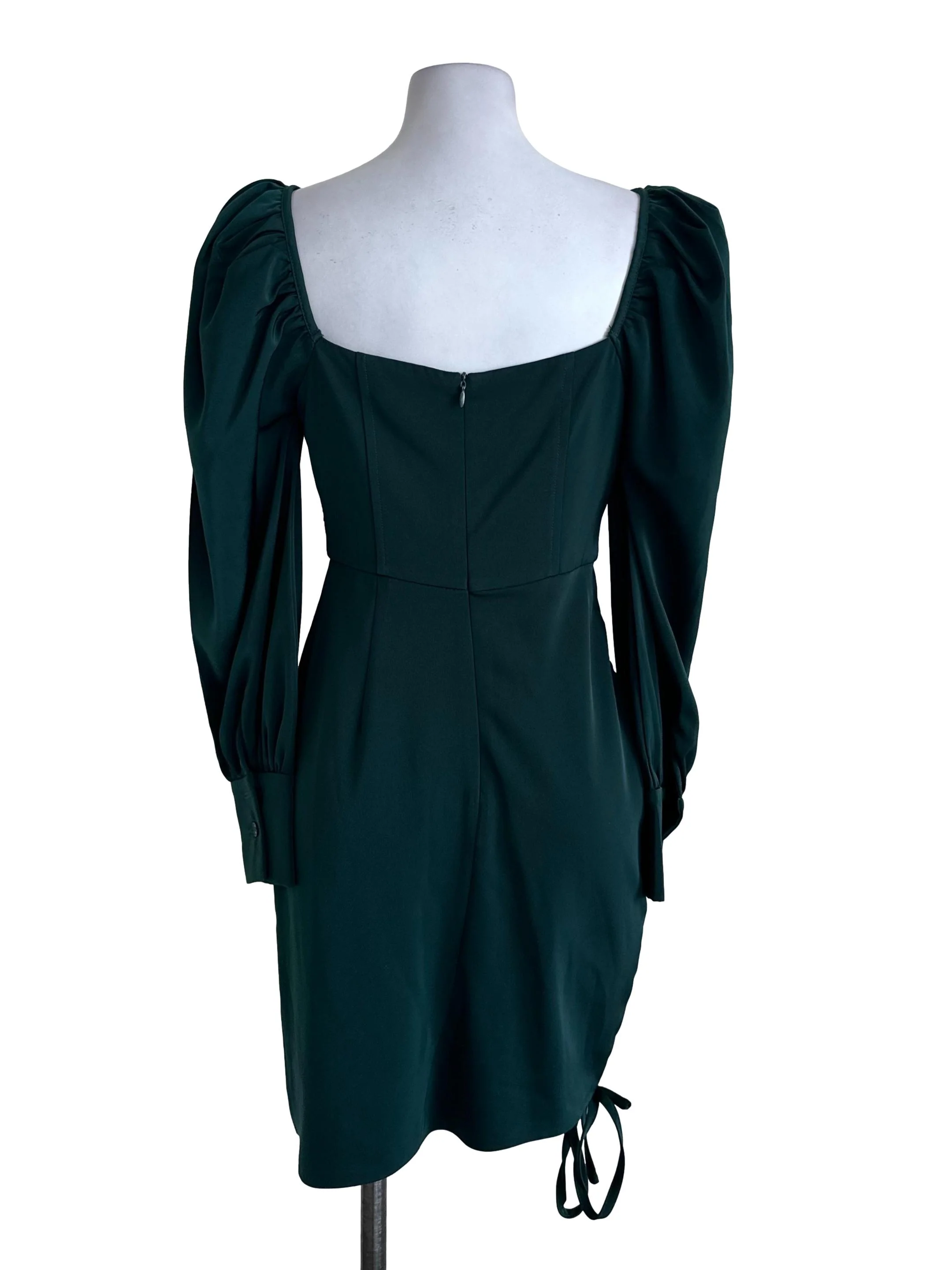 Emerald Green Long Sleeve Asymmetric Dress - Image 2