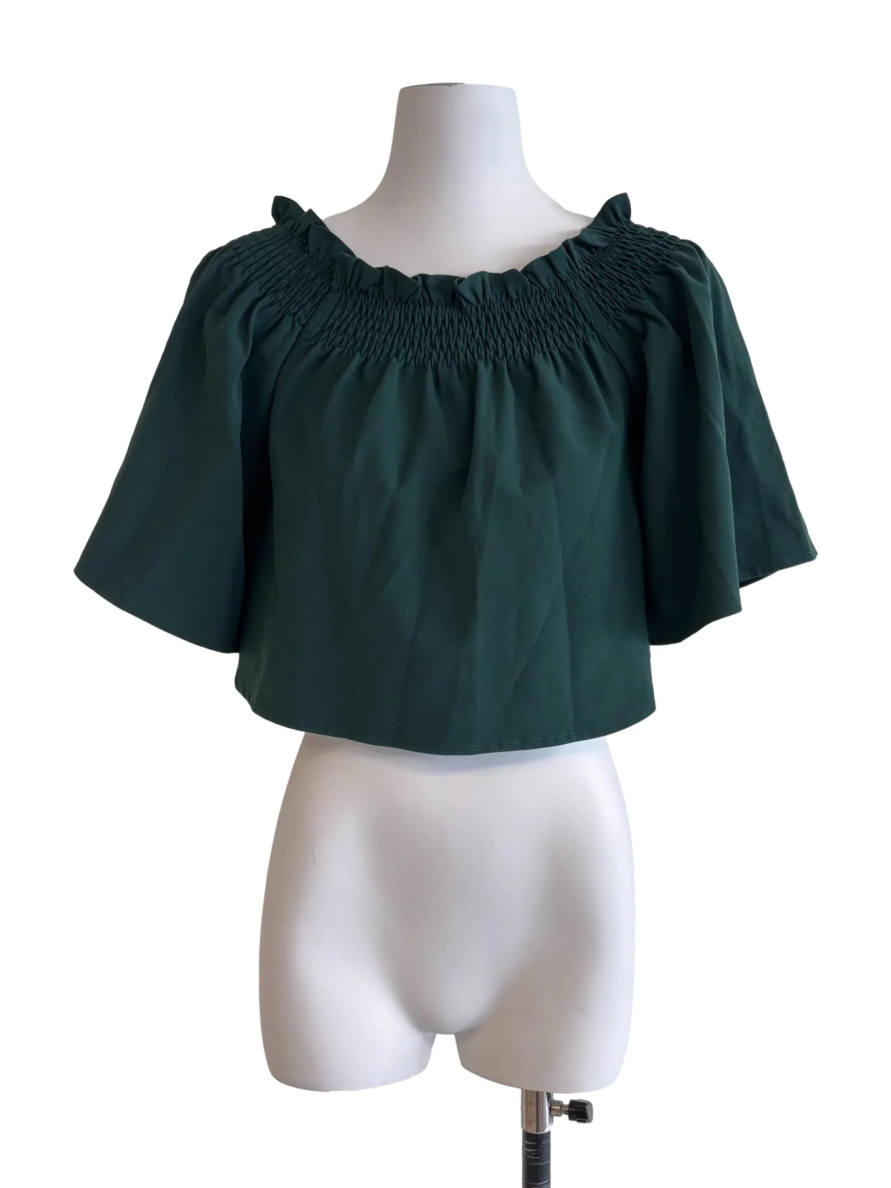 Emerald Green Ruffle Neckline Top